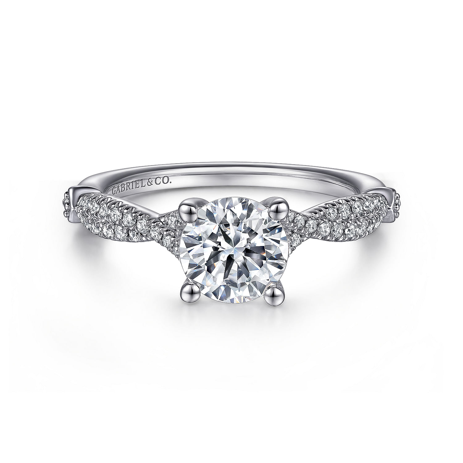 Amber - Platinum Round Twisted Diamond Engagement Ring