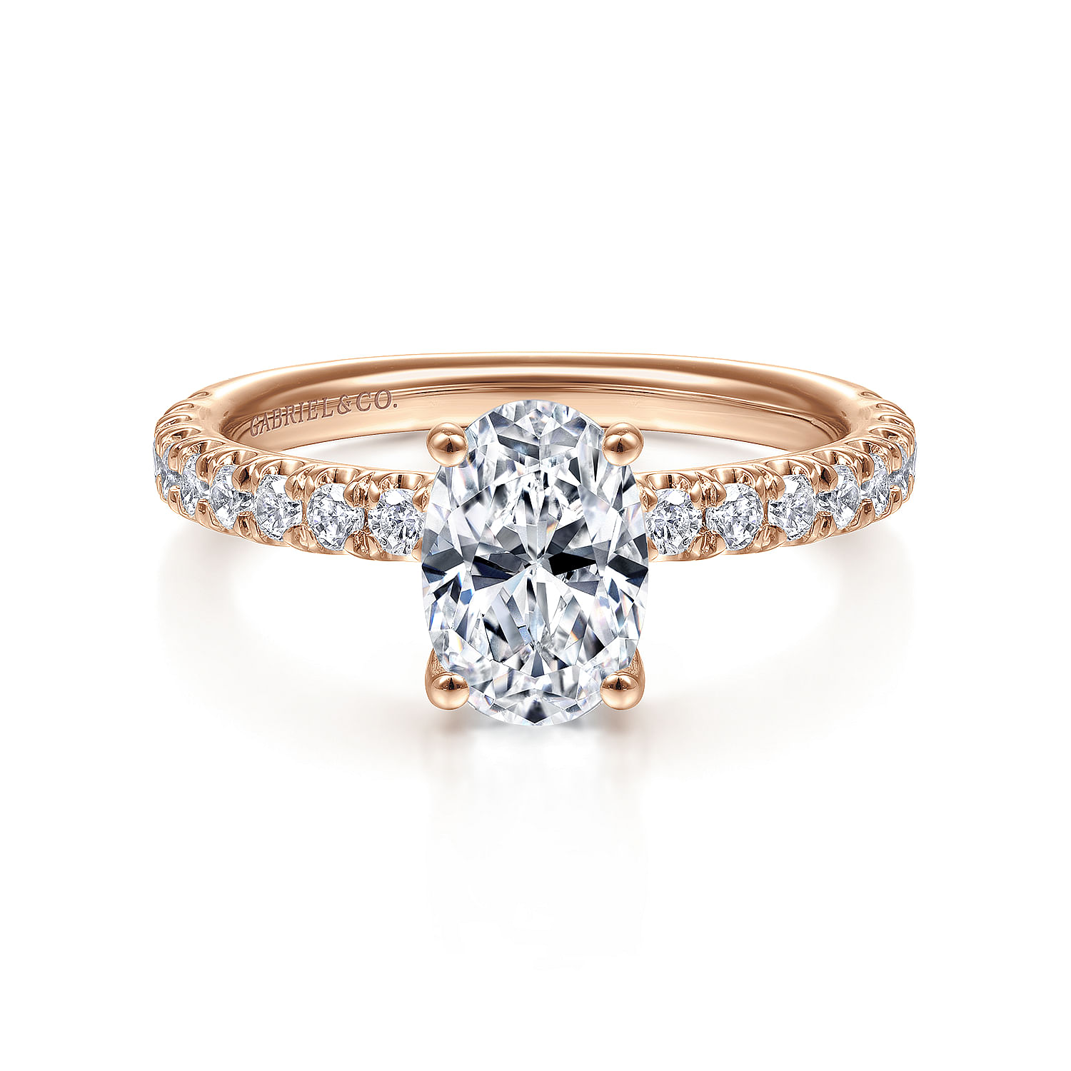 Amira - 14K Rose Gold Oval Diamond Engagement Ring
