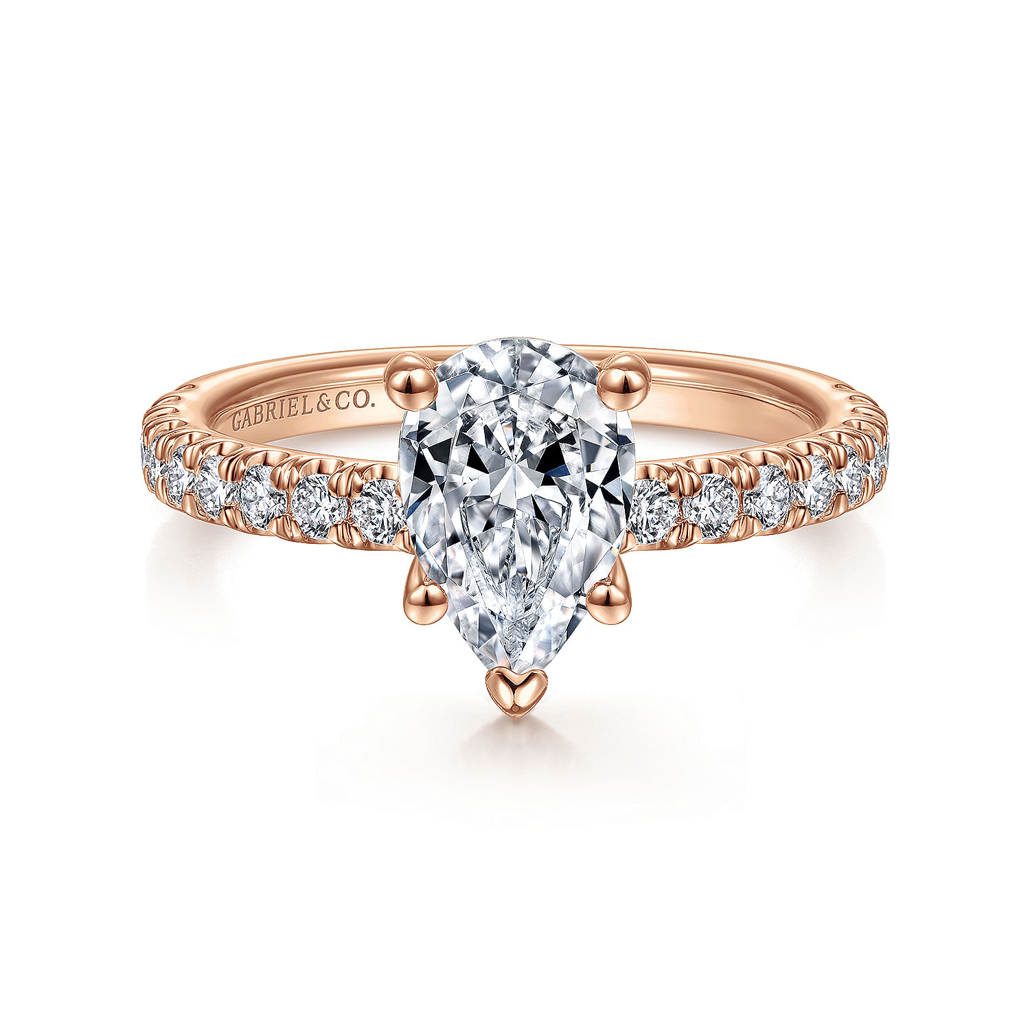 Amira - 14K Rose Gold Pear Shape Diamond Engagement Ring