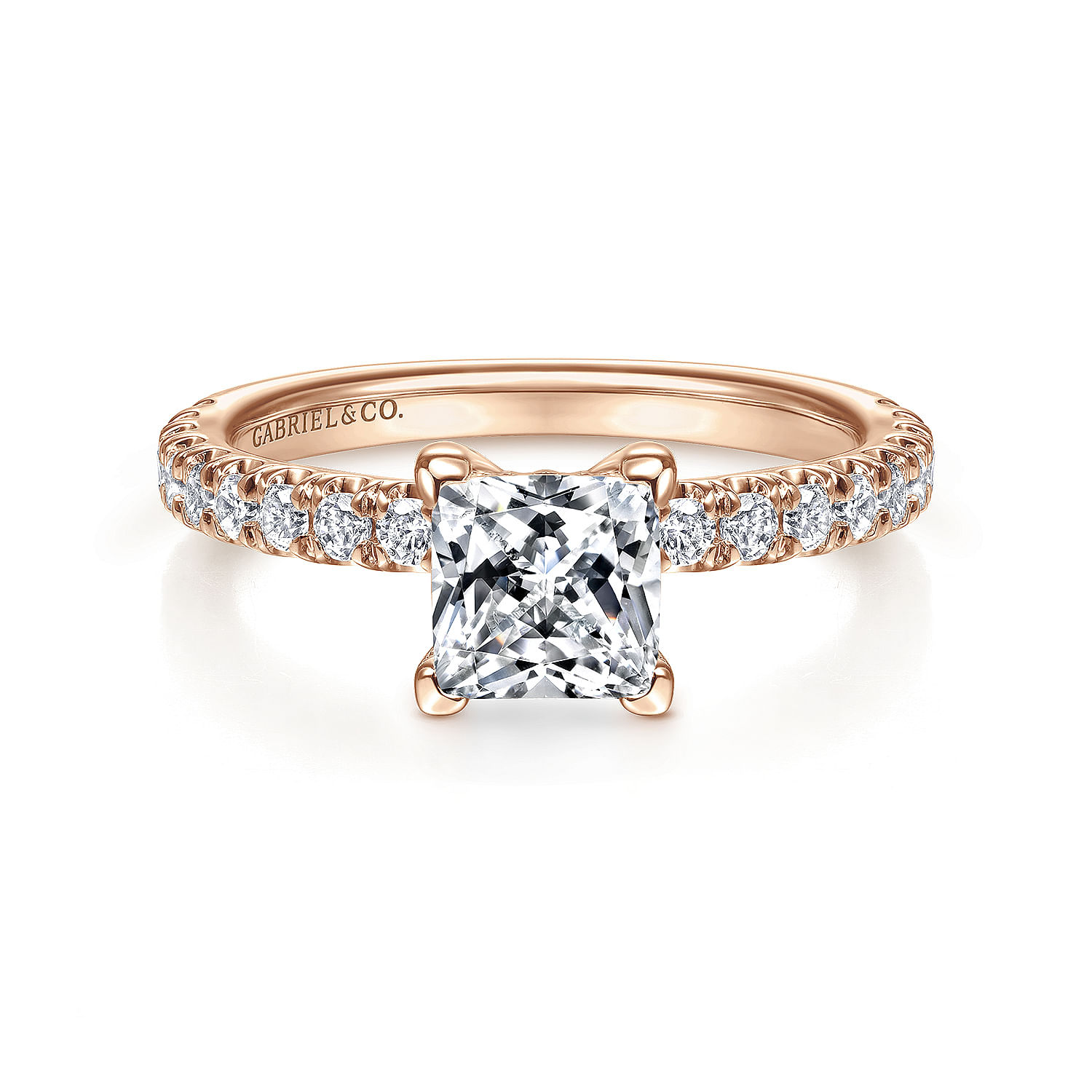 Amira - 14K Rose Gold Princess Cut Diamond Engagement Ring