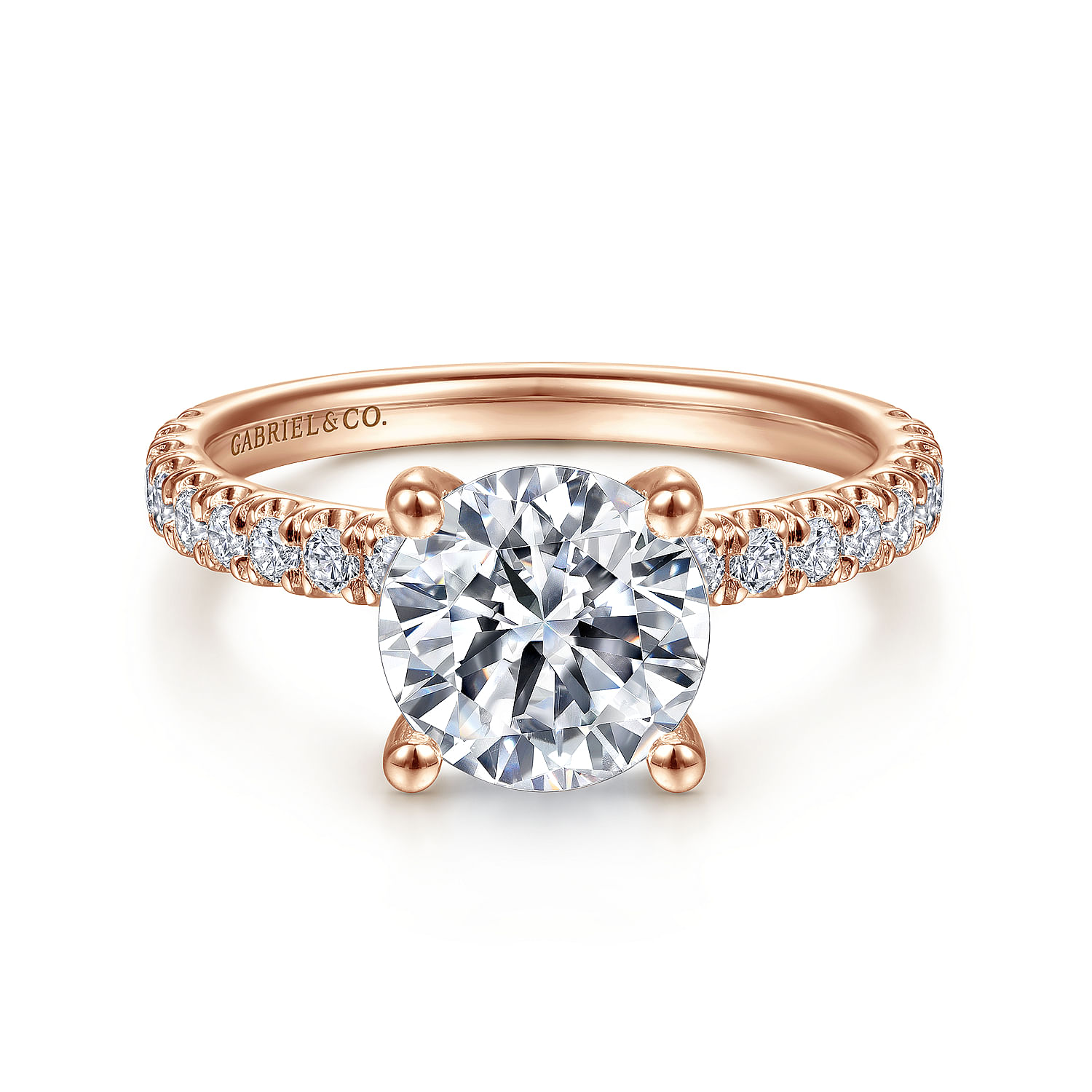 Amira - 14K Rose Gold Round Diamond Engagement Ring