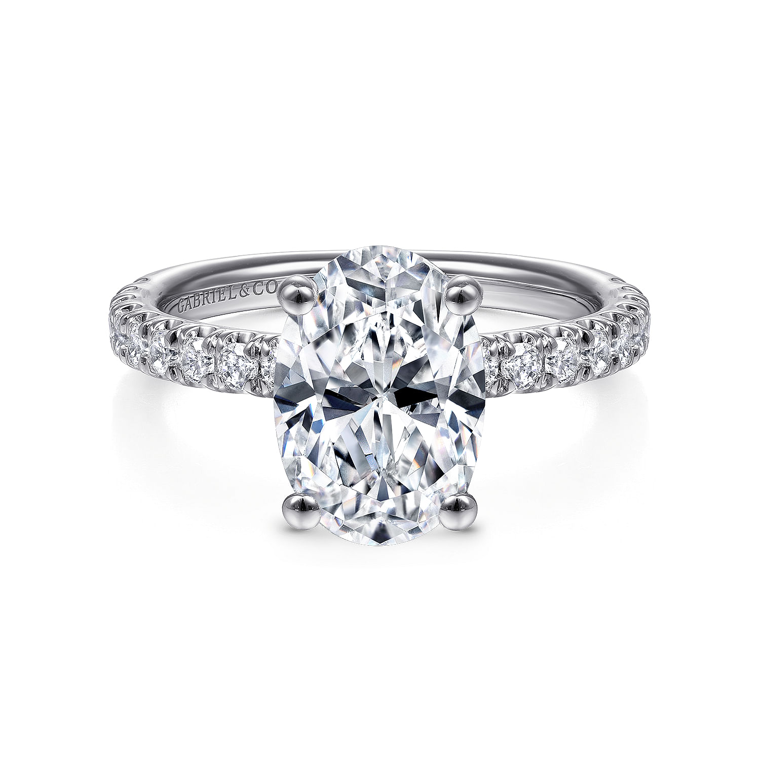 Amira - 14K White Gold Oval Diamond Engagement Ring