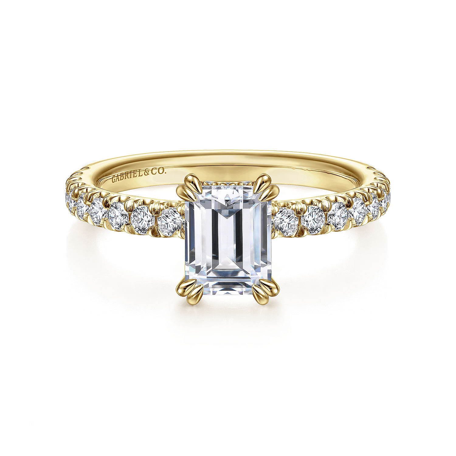 Amira - 14K Yellow Gold Emerald Cut Diamond Engagement Ring