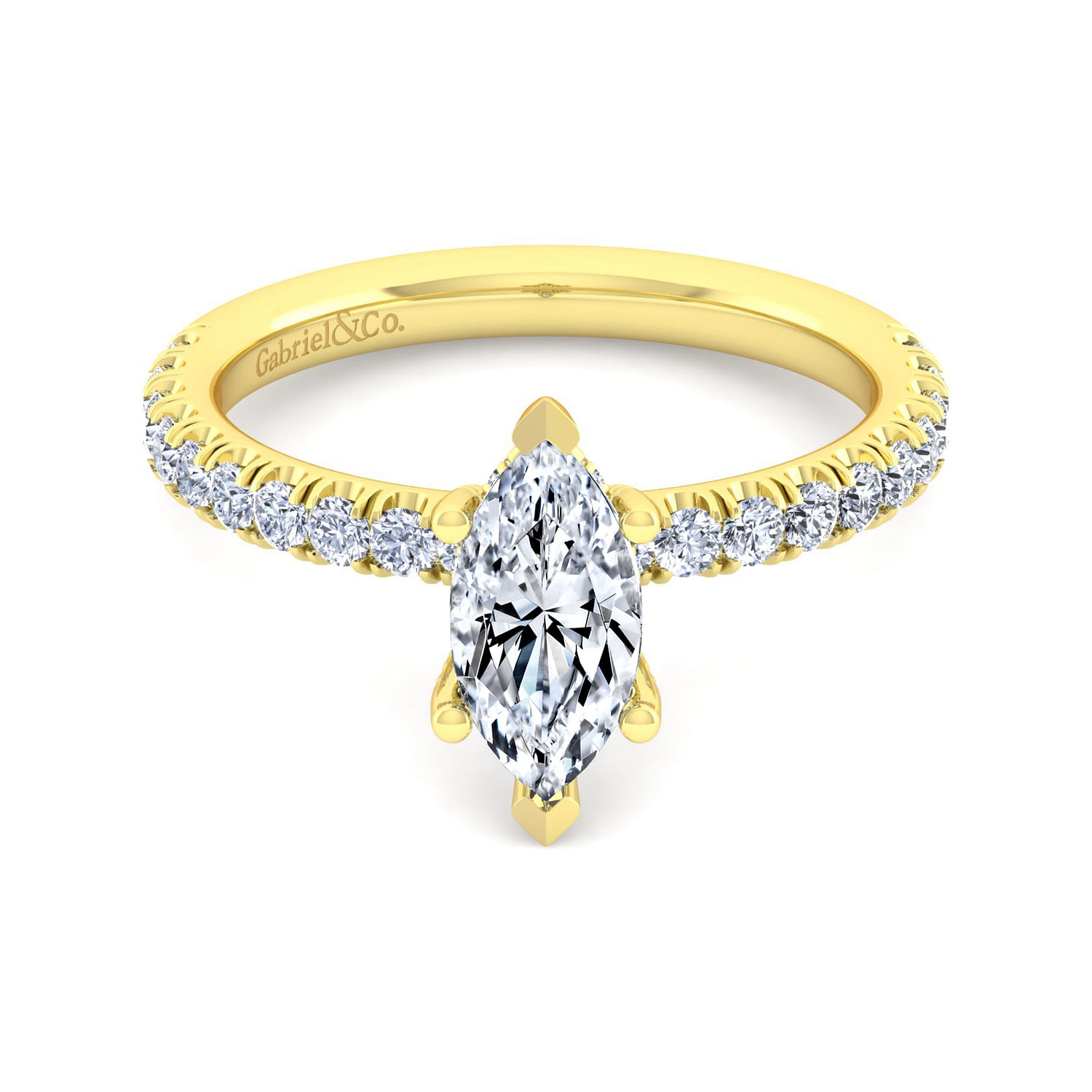 Amira - 14K Yellow Gold Marquise Shape Diamond Engagement Ring