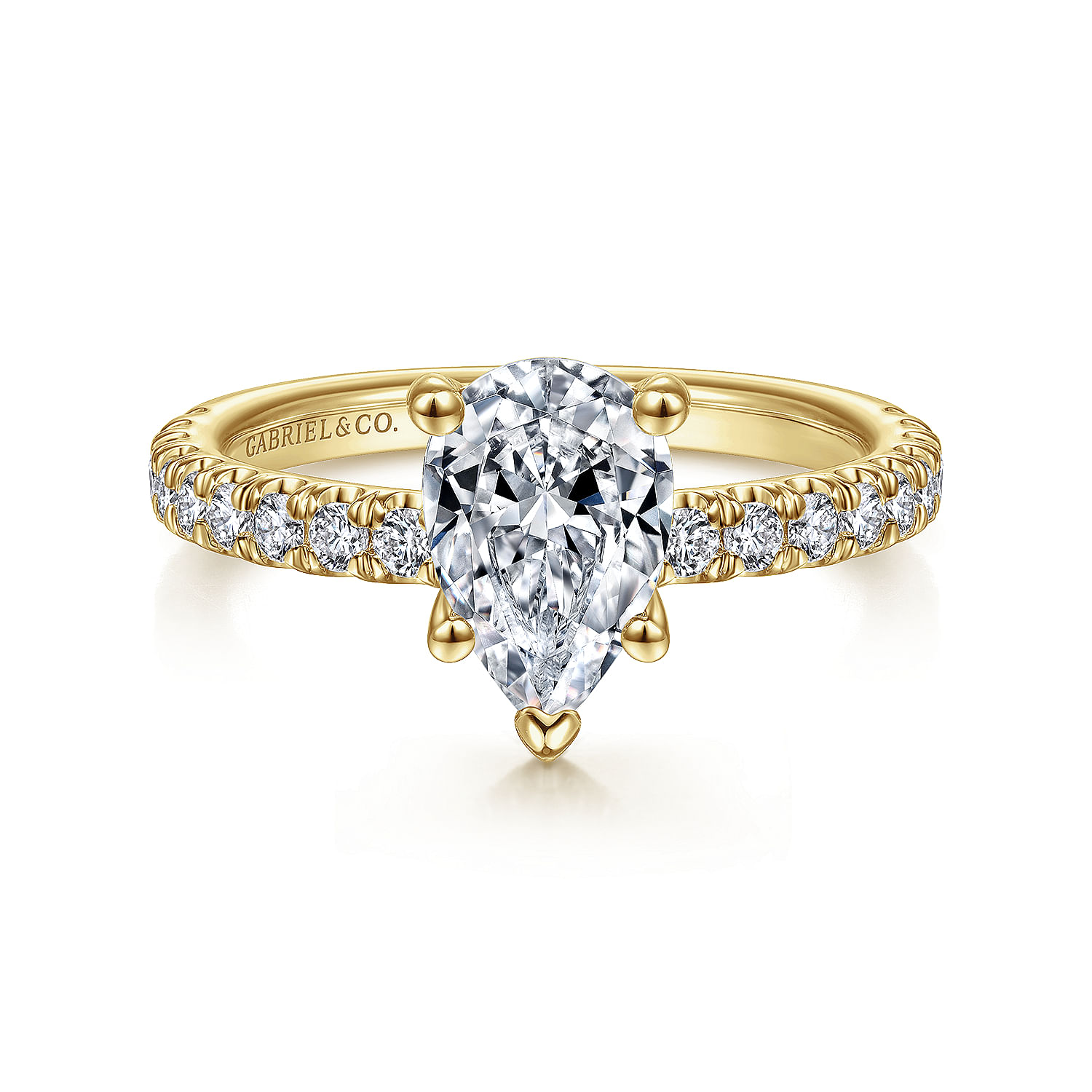 Amira - 14K Yellow Gold Pear Shape Diamond Engagement Ring