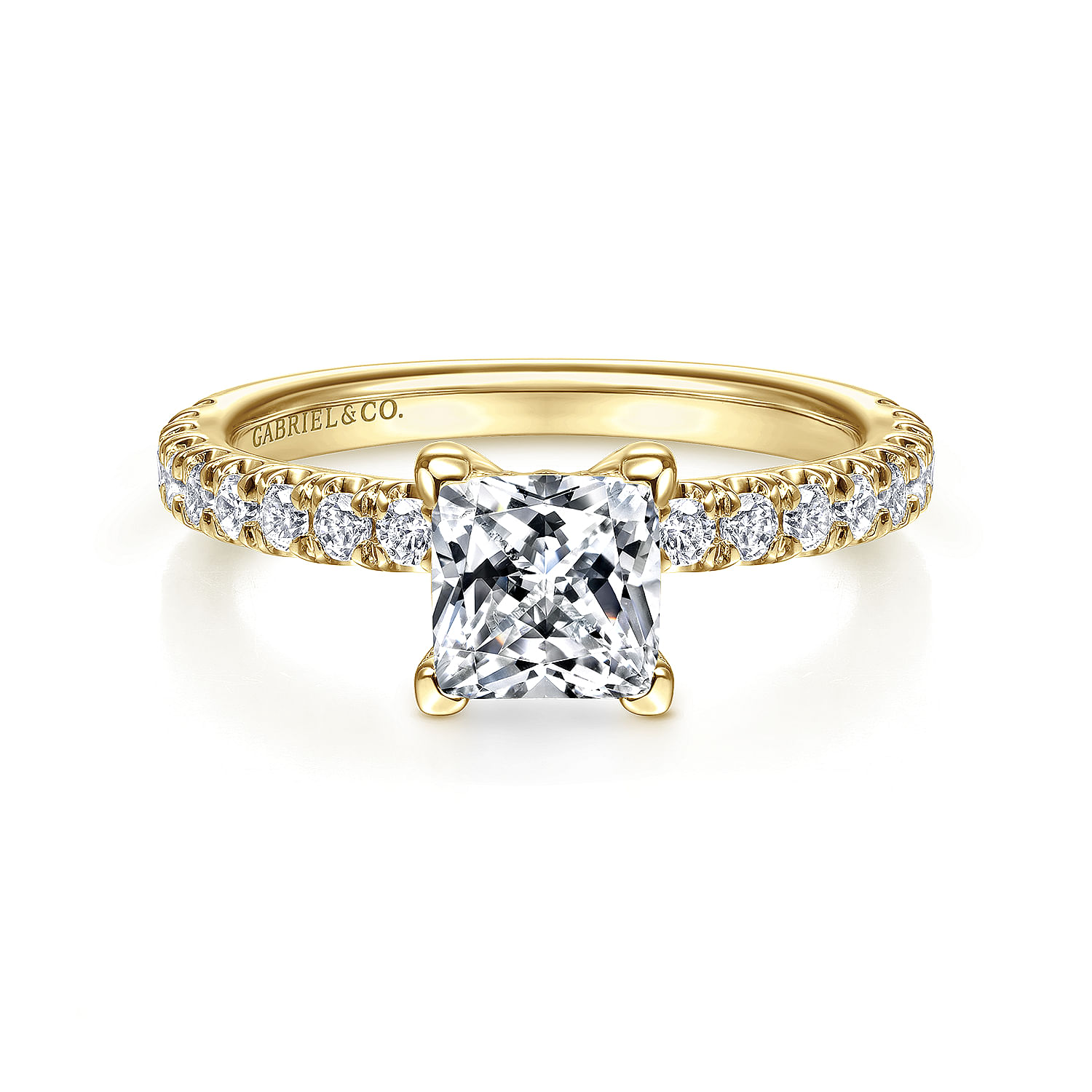 Amira - 14K Yellow Gold Princess Cut Diamond Engagement Ring
