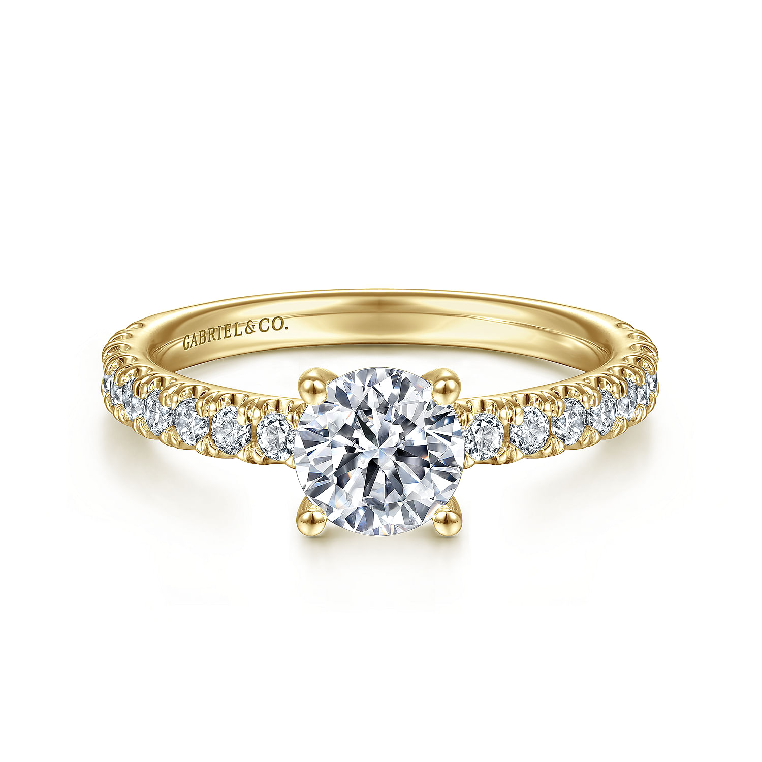 Amira - 14K Yellow Gold Round Diamond Engagement Ring