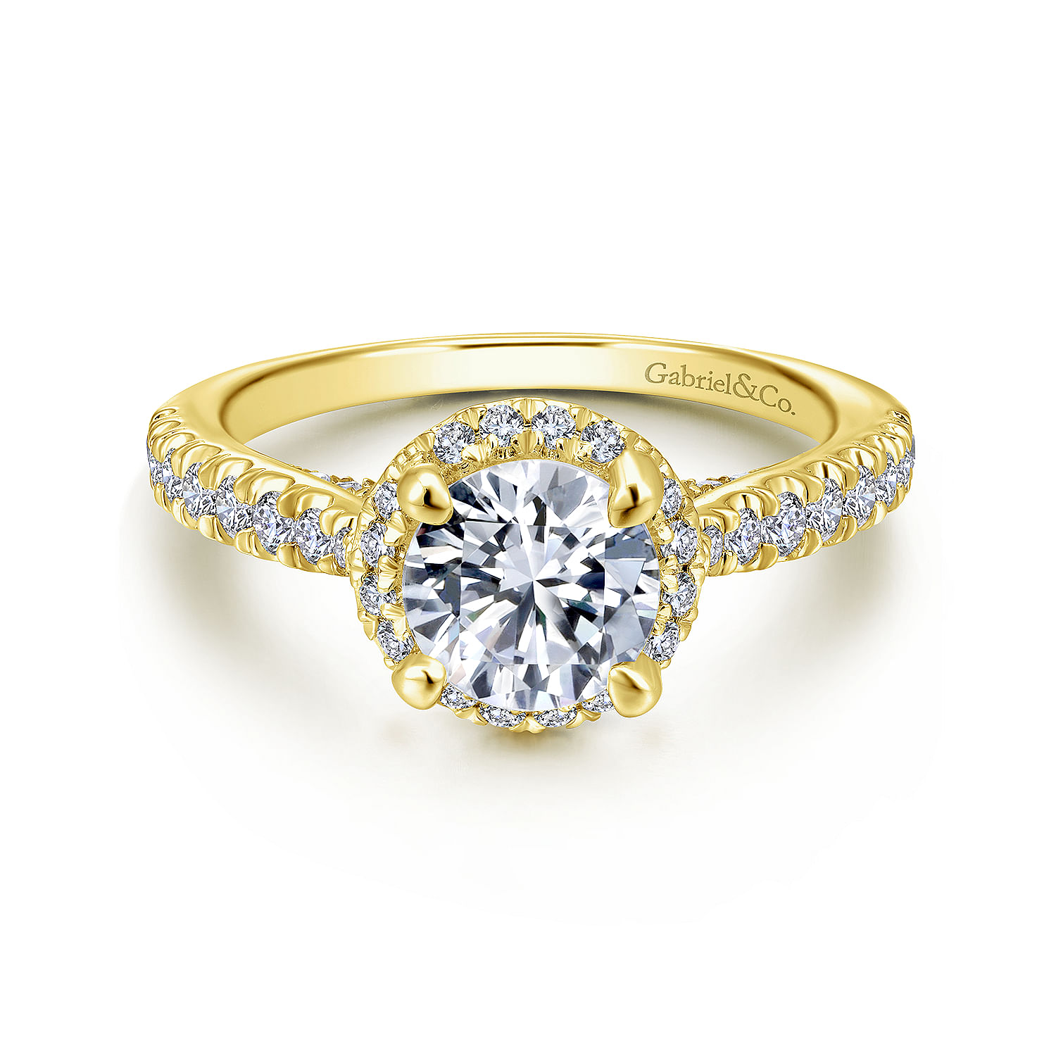 Anise - 14K Yellow Gold Round Halo Diamond Engagement Ring