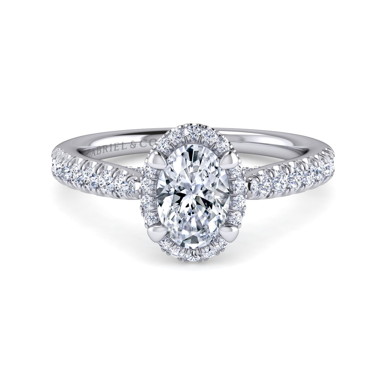 Anise - Platinum Oval Halo Diamond Engagement Ring