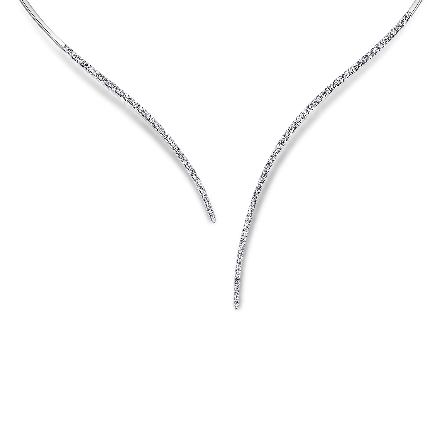 Asymmetrical 14K White Gold Open Diamond Collar Necklace