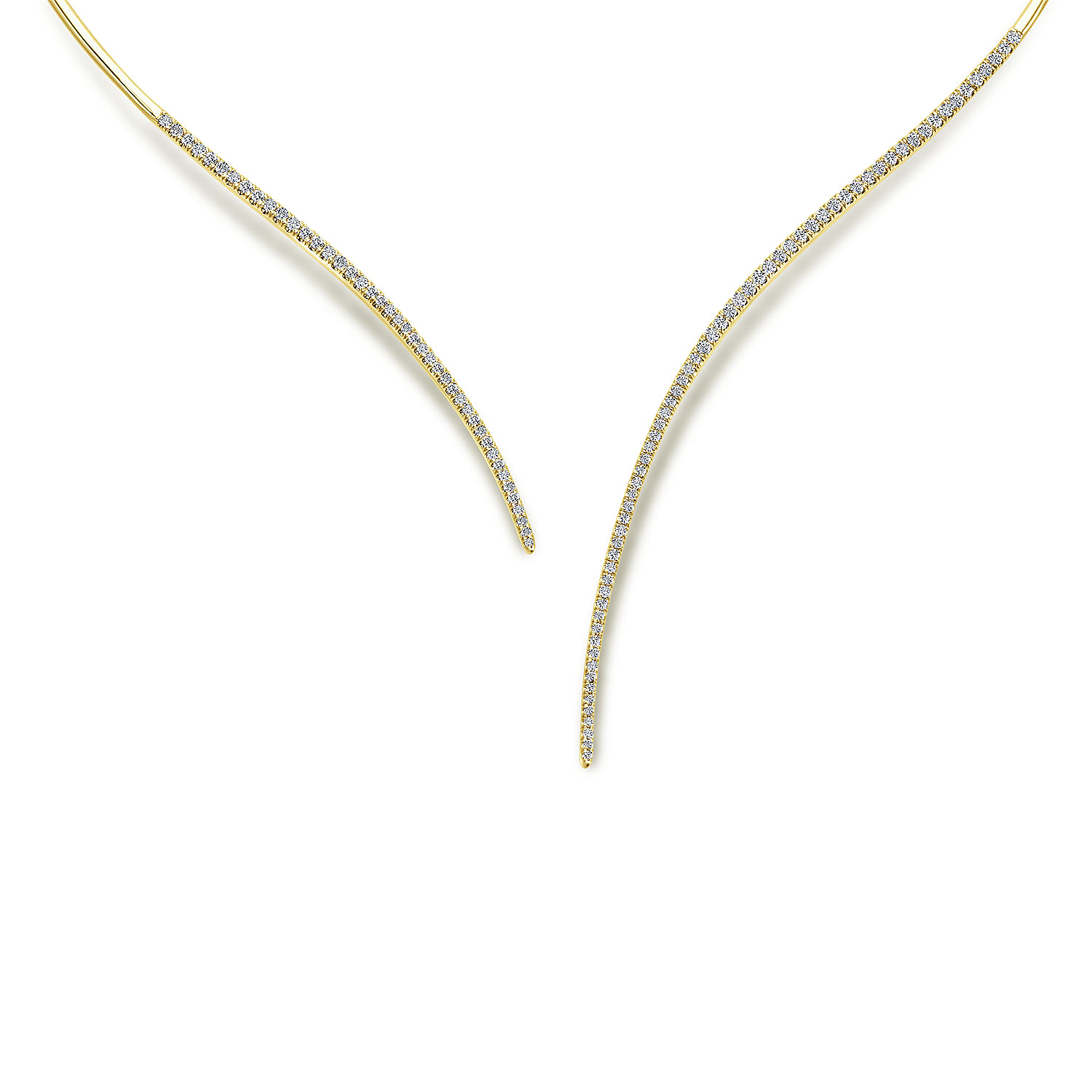 Asymmetrical 14K Yellow Gold Open Diamond Collar Necklace