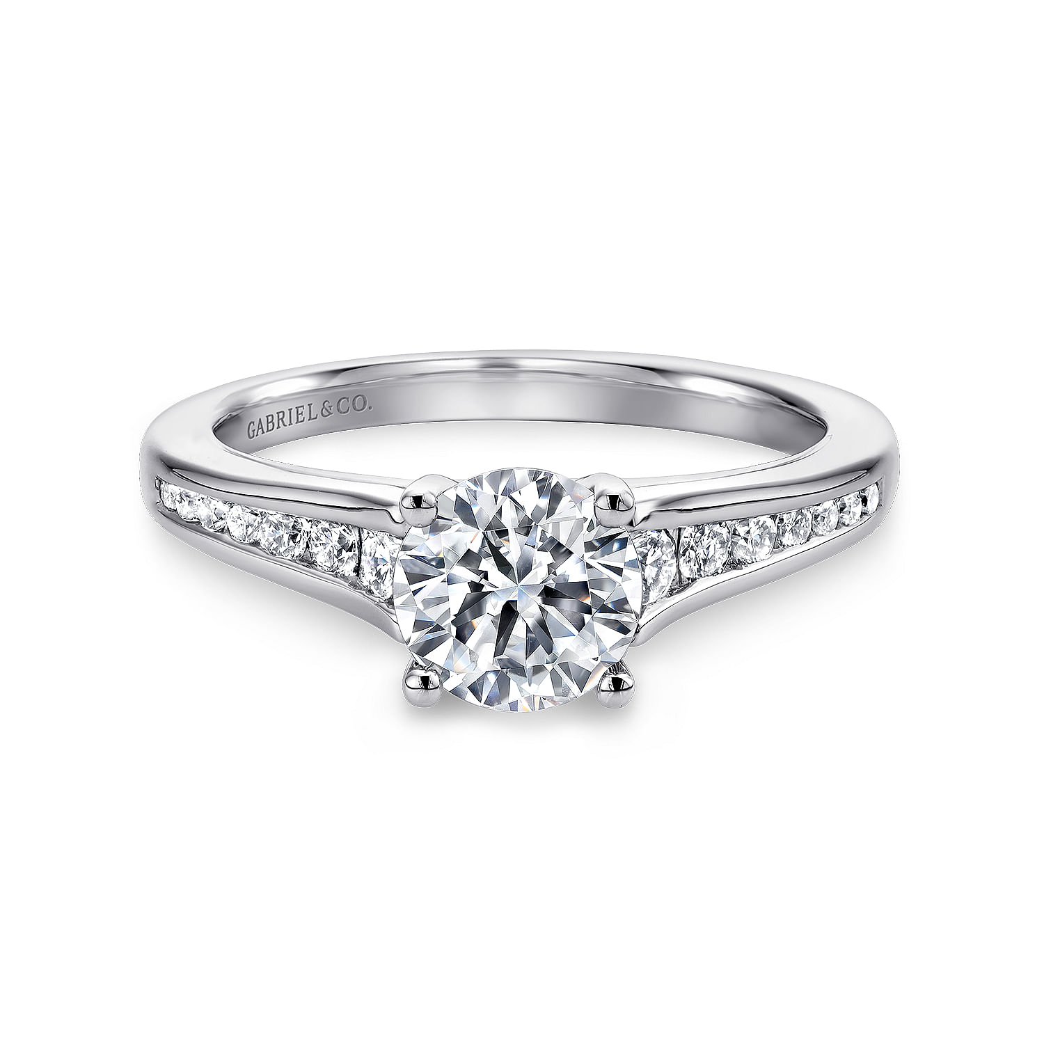 Aubrey - 14K White Gold Round Diamond Channel Set Engagement Ring