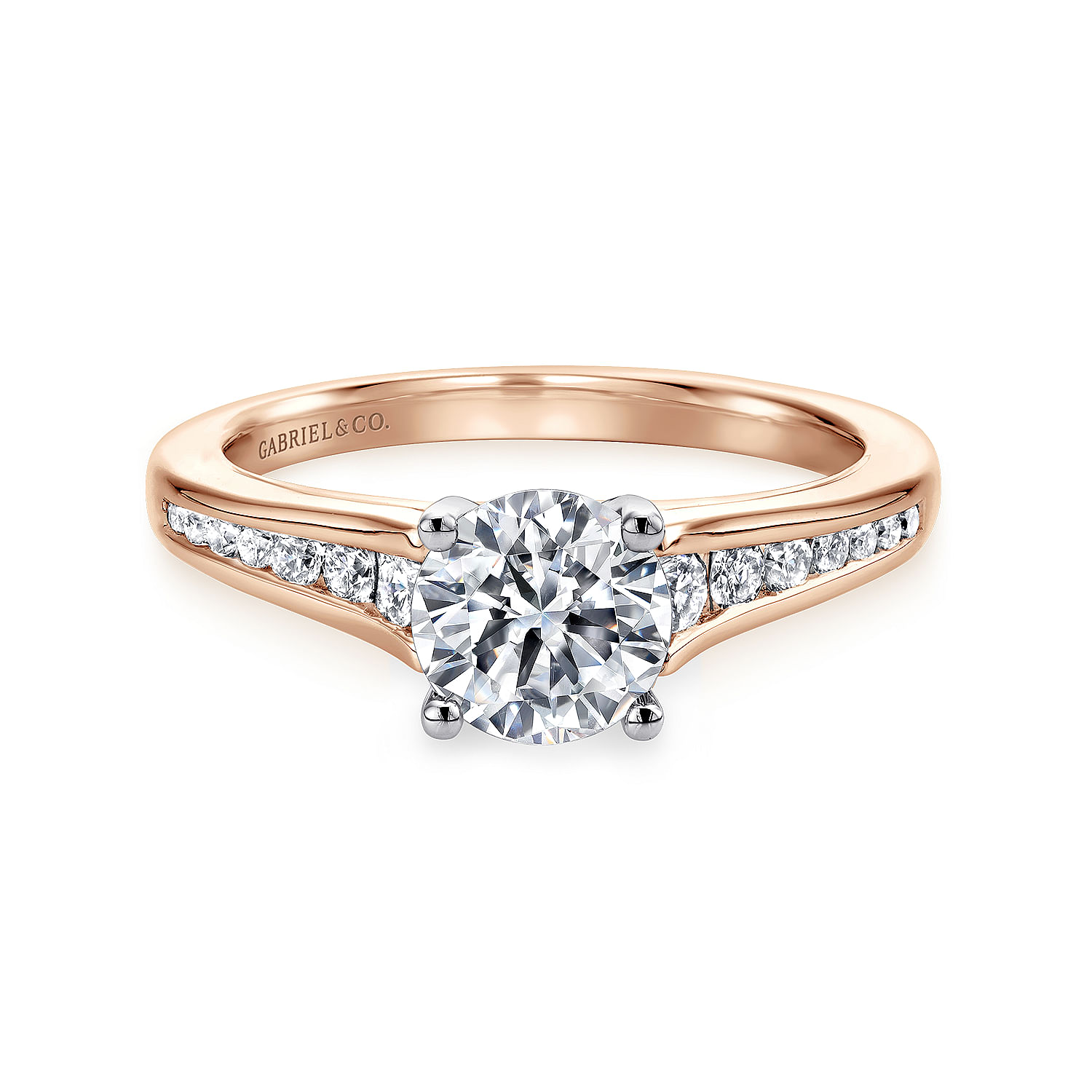 Aubrey - 14K White-Rose Gold Round Diamond Engagement Ring