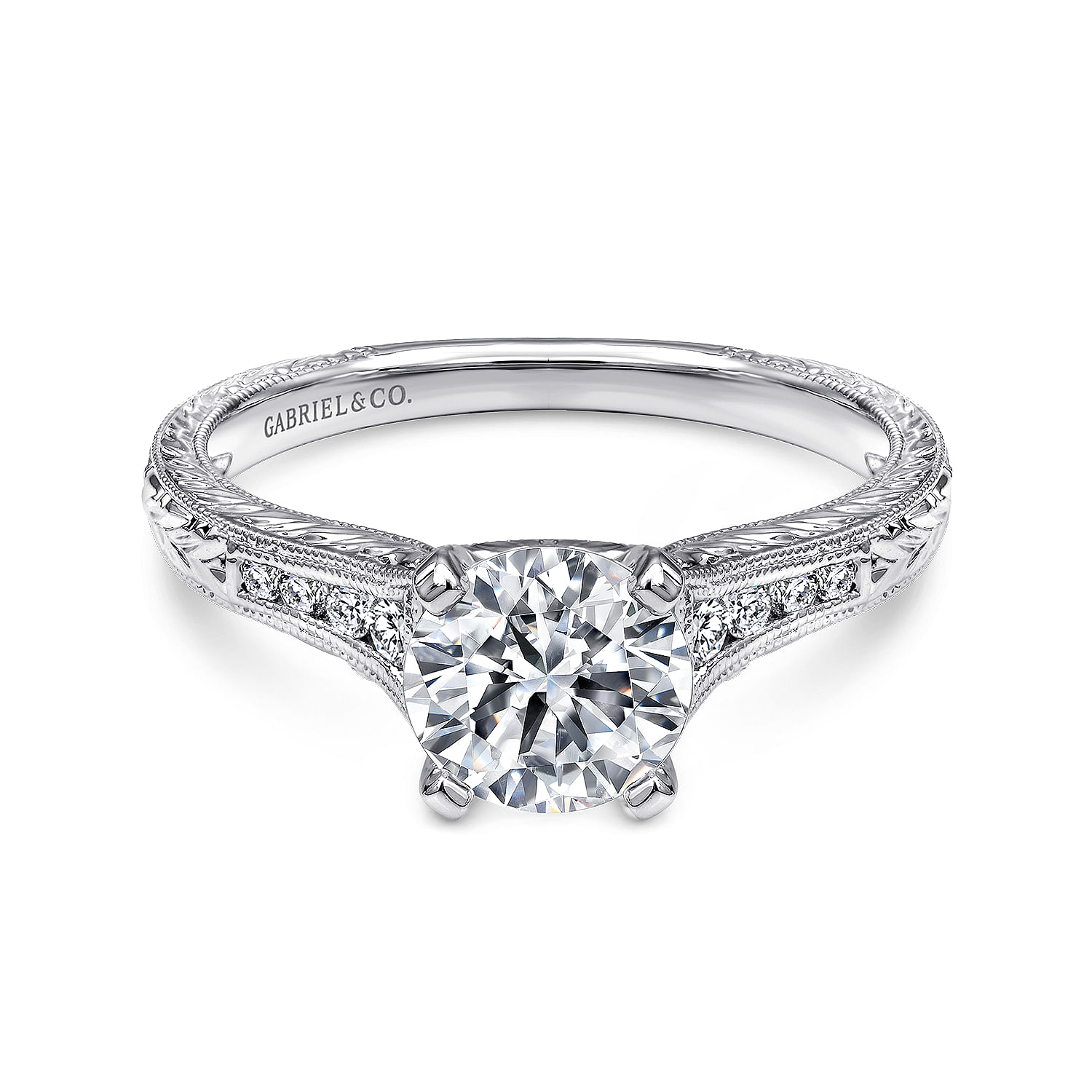 Audra - Platinum Round Diamond Engagement Ring