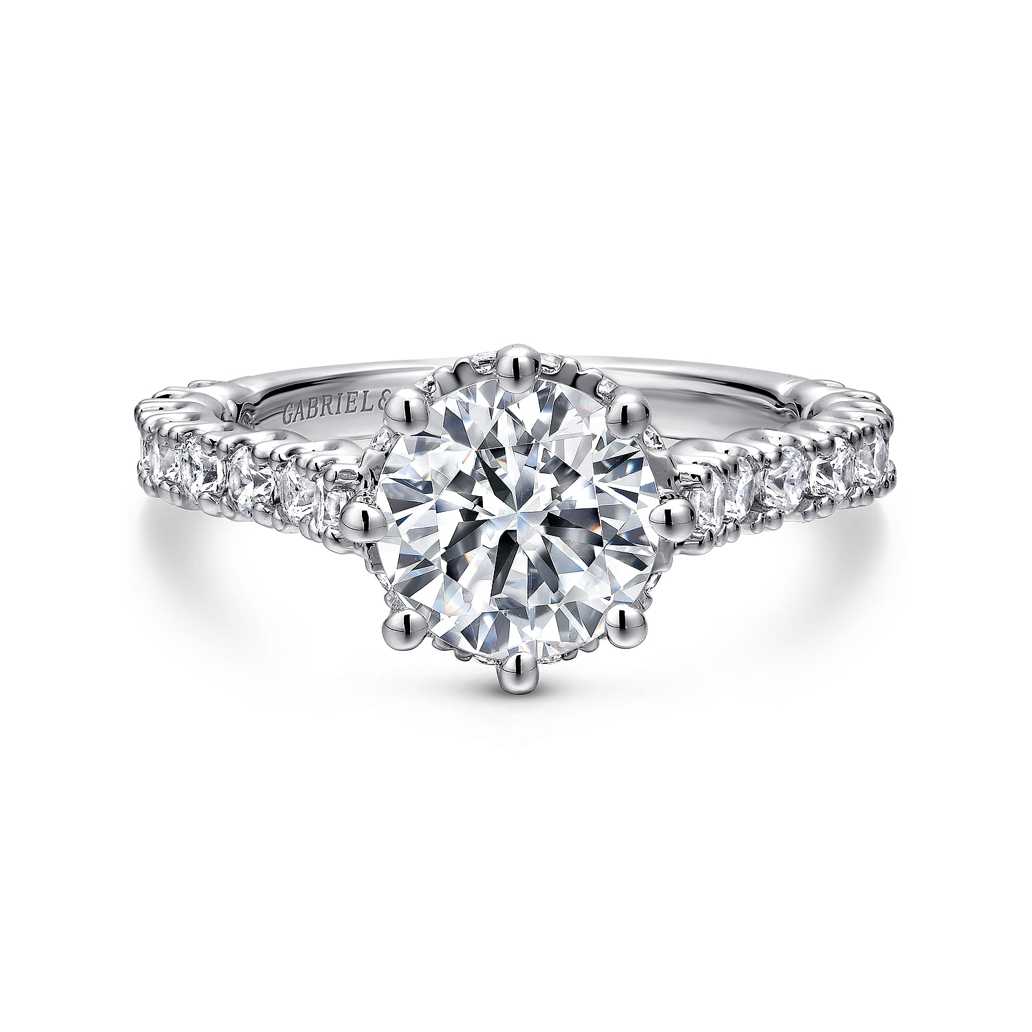 Augusta - 14K White Gold Hidden Halo Round Diamond Engagement Ring