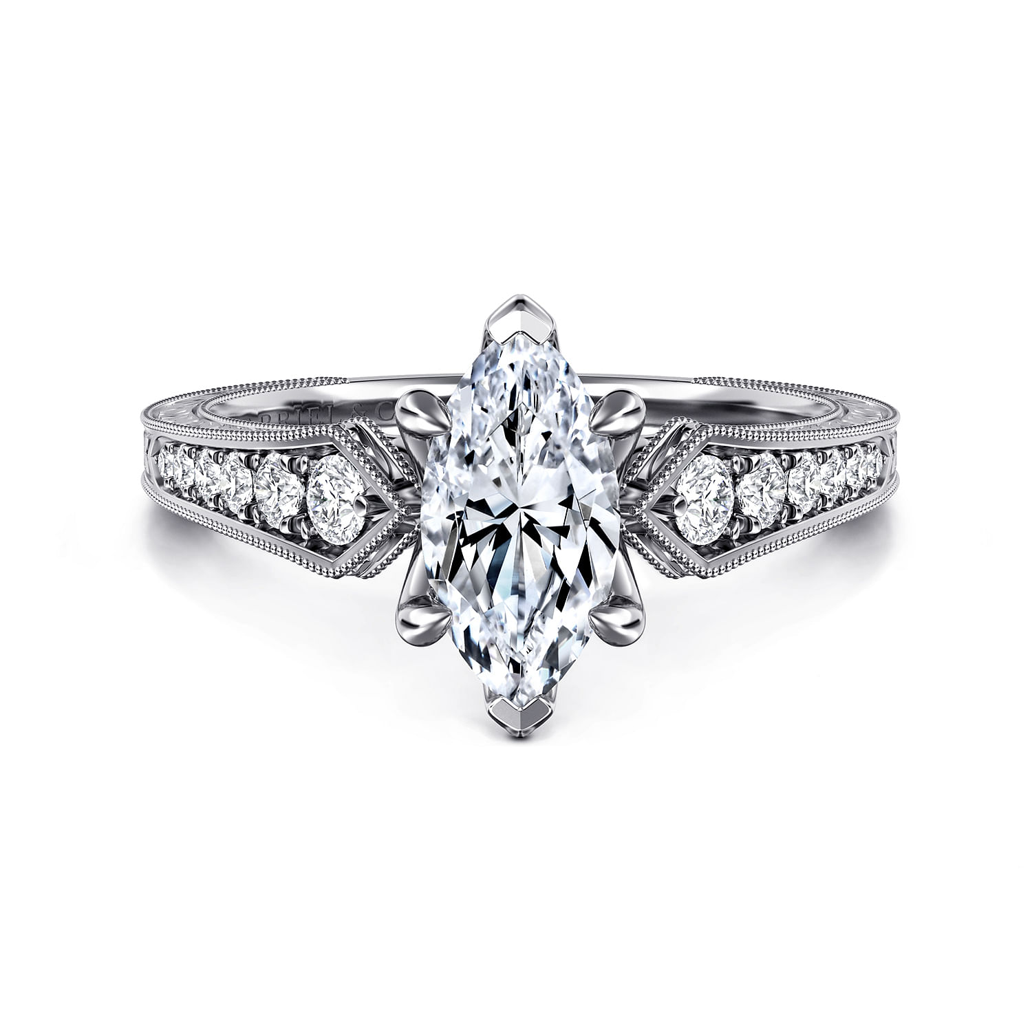 Ava - 14K White Gold Marquise Shape Diamond Engagement Ring