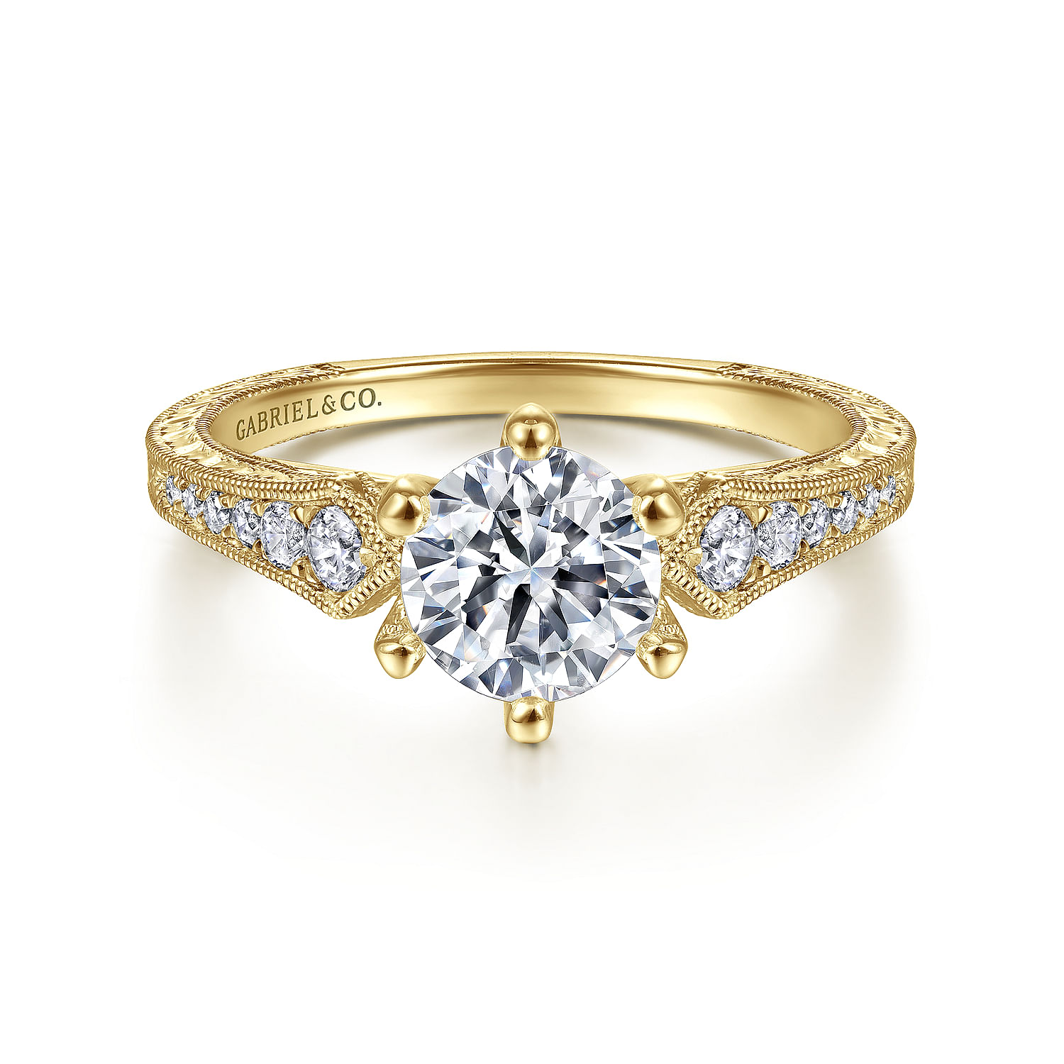 Ava - 14K Yellow Gold Round Diamond Engagement Ring