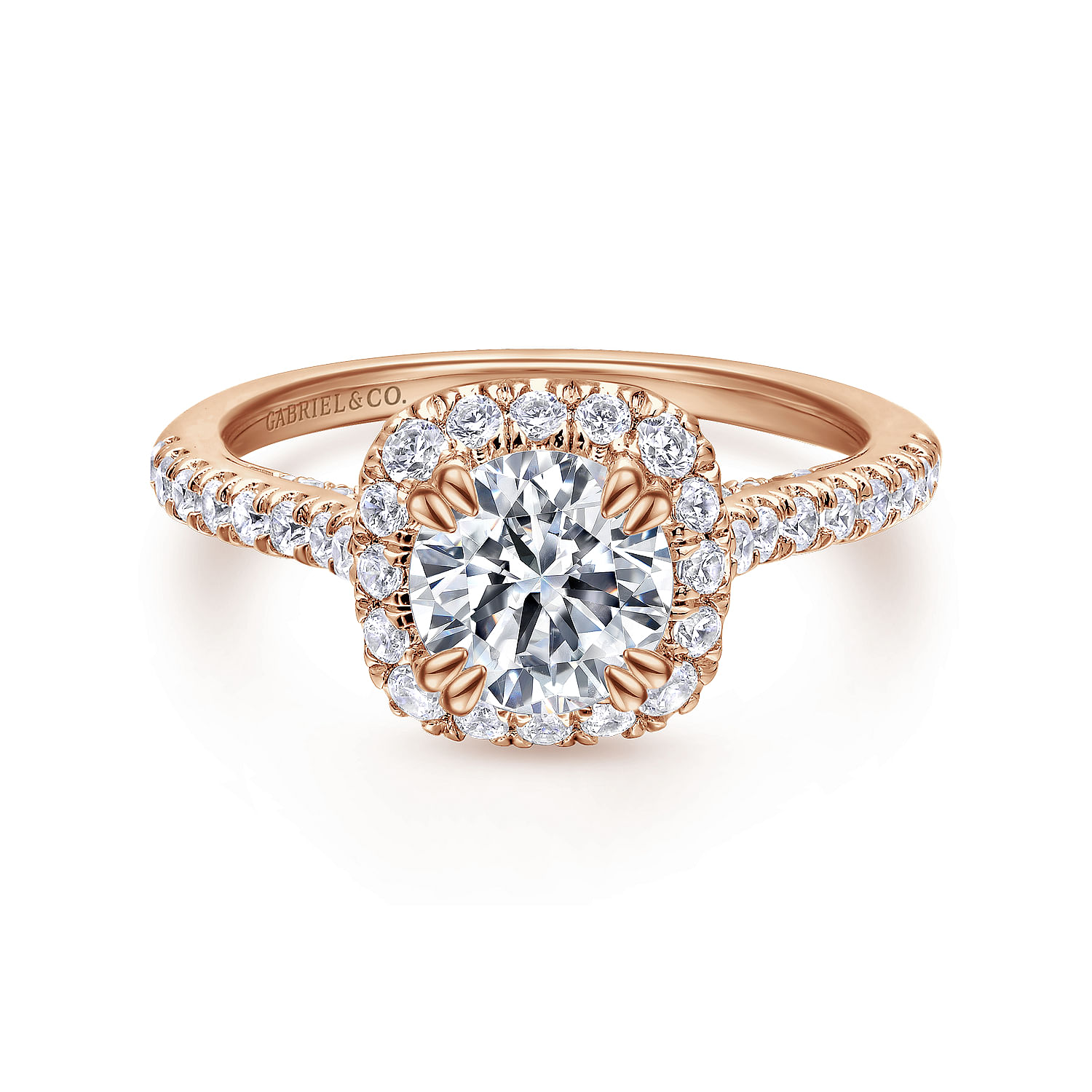 Balsam - 14K Rose Gold Round Halo Diamond Engagement Ring