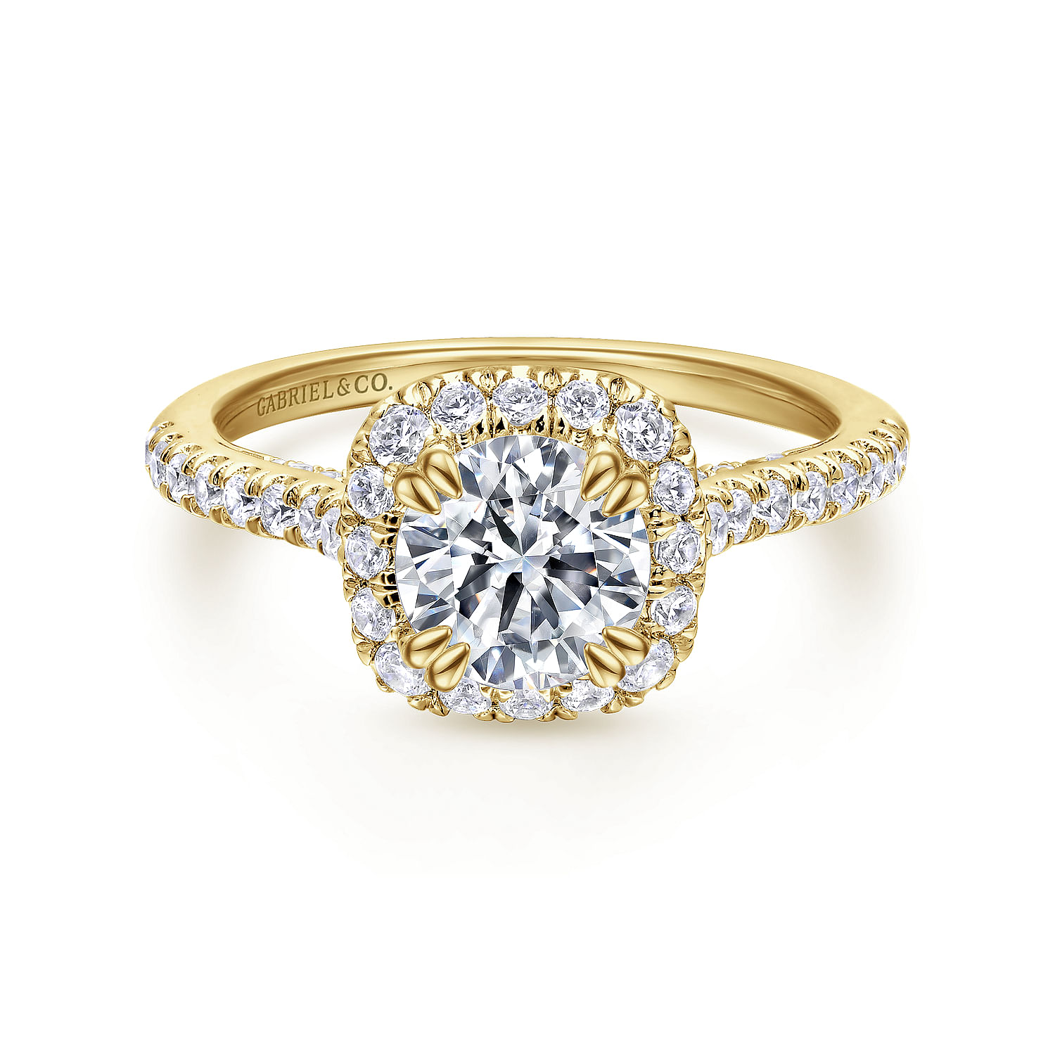 Balsam - 14K Yellow Gold Round Halo Diamond Engagement Ring
