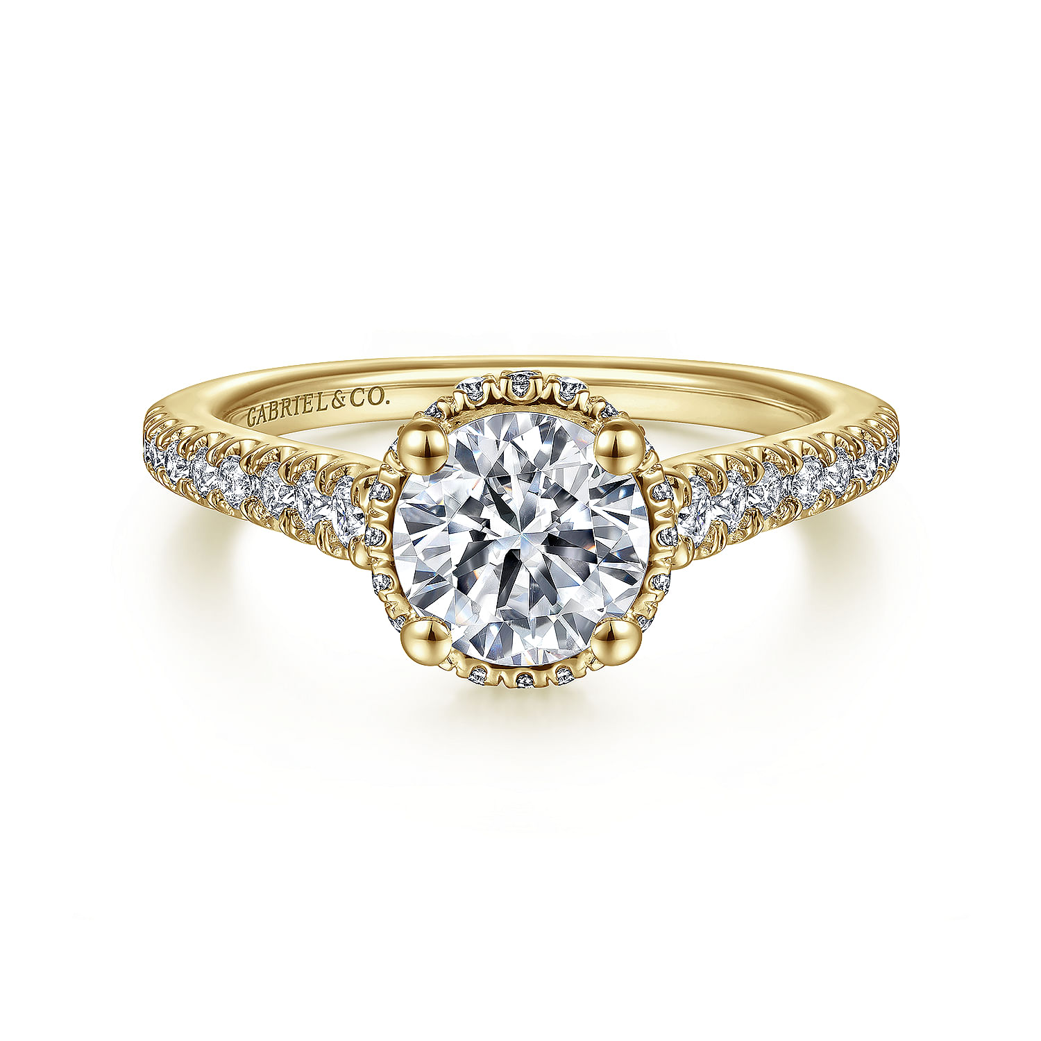 Barcelona - 14K Yellow Gold Hidden Halo Round Diamond Engagement Ring