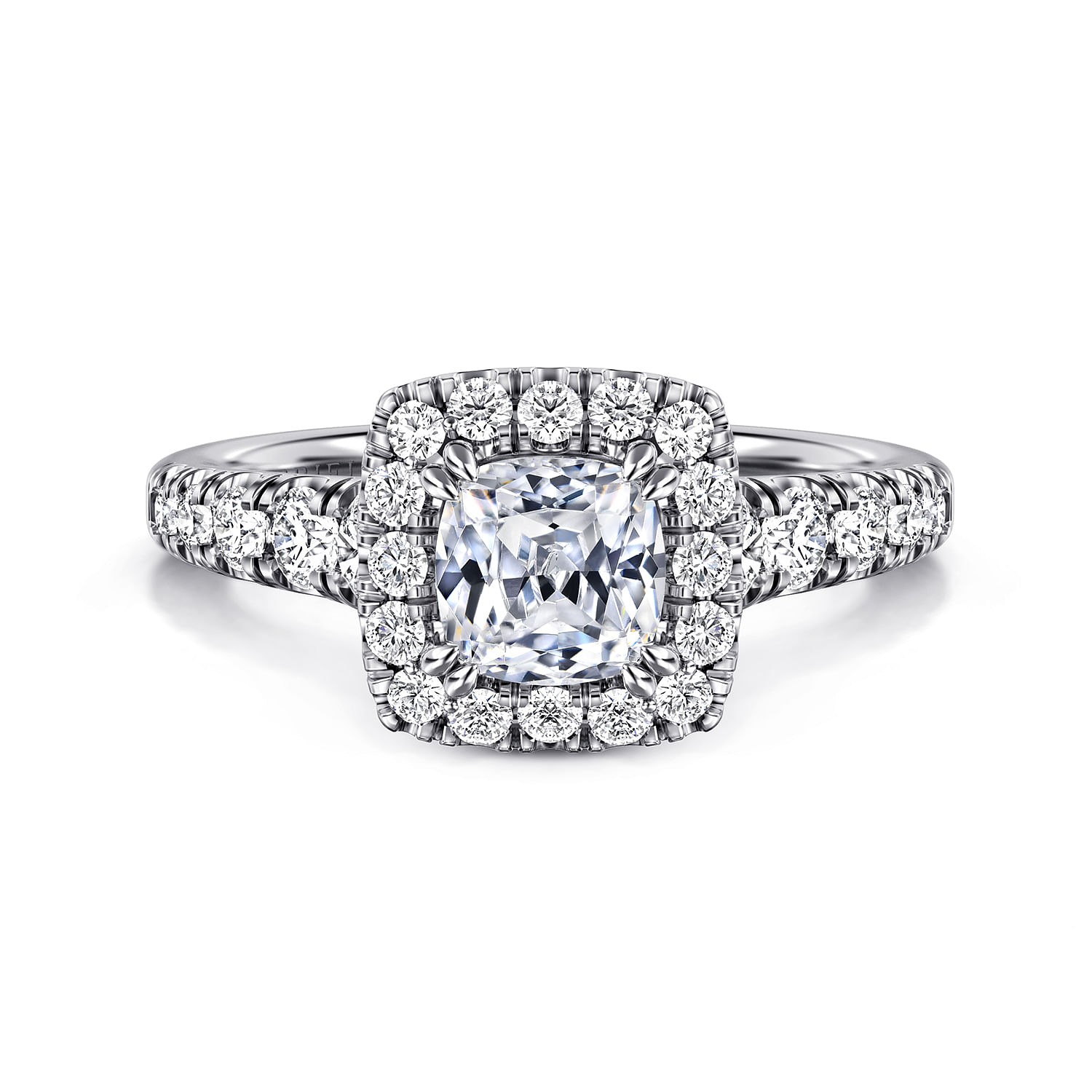 Beckett - 14K White Gold Cushion Halo Diamond Engagement Ring