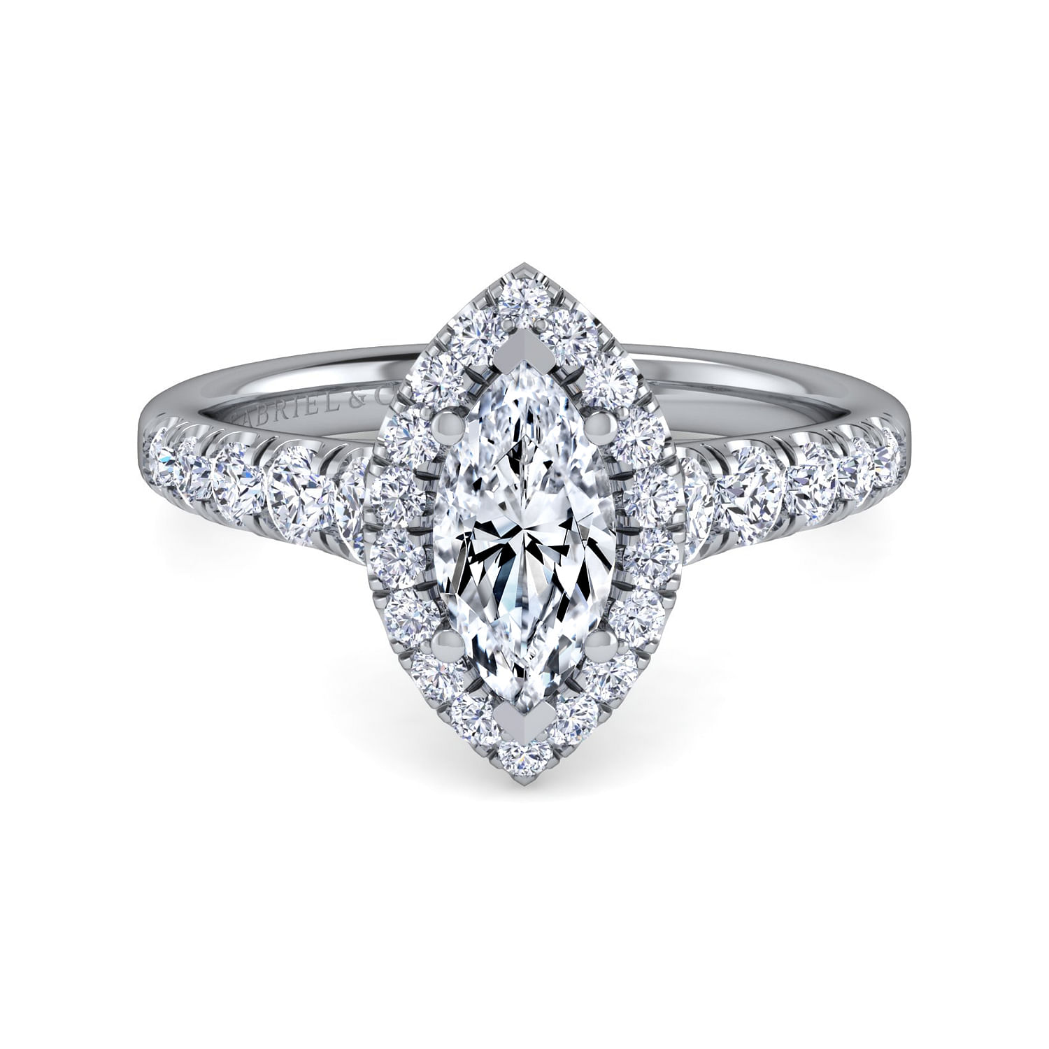 Beckett - 14K White Gold Marquise Shape Halo Diamond Engagement Ring