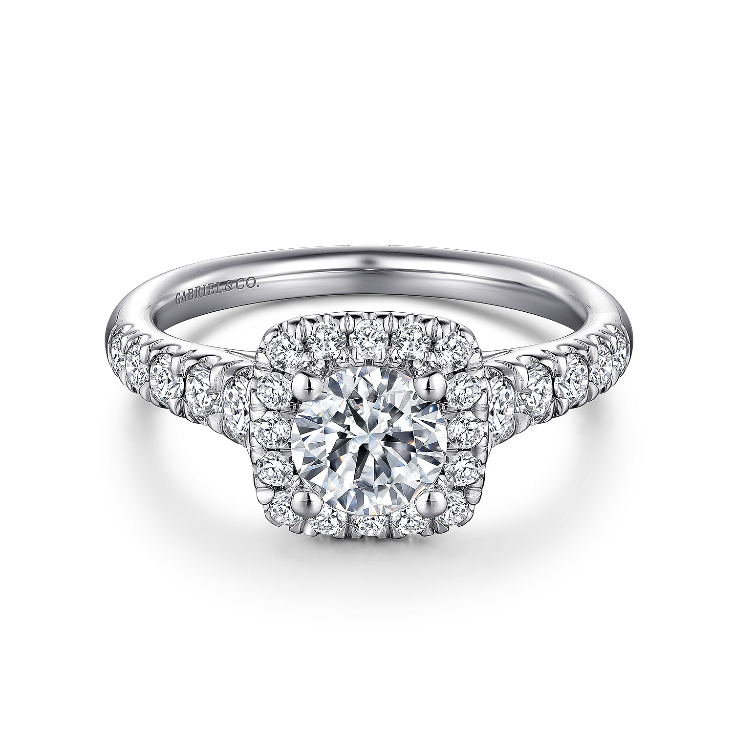 Beckett - 14K White Gold Round Halo Diamond Engagement Ring