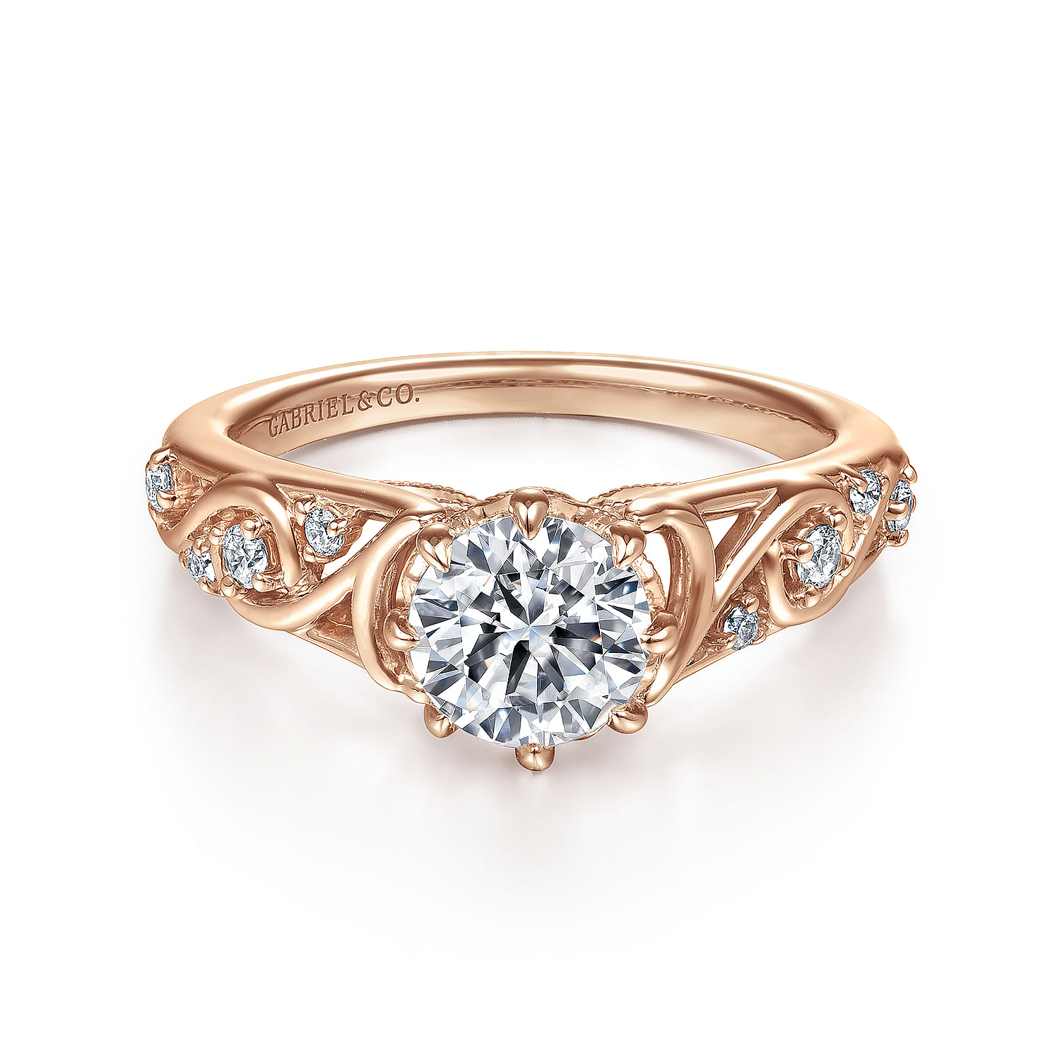 Bennett - 14K Rose Gold Round Diamond Engagement Ring
