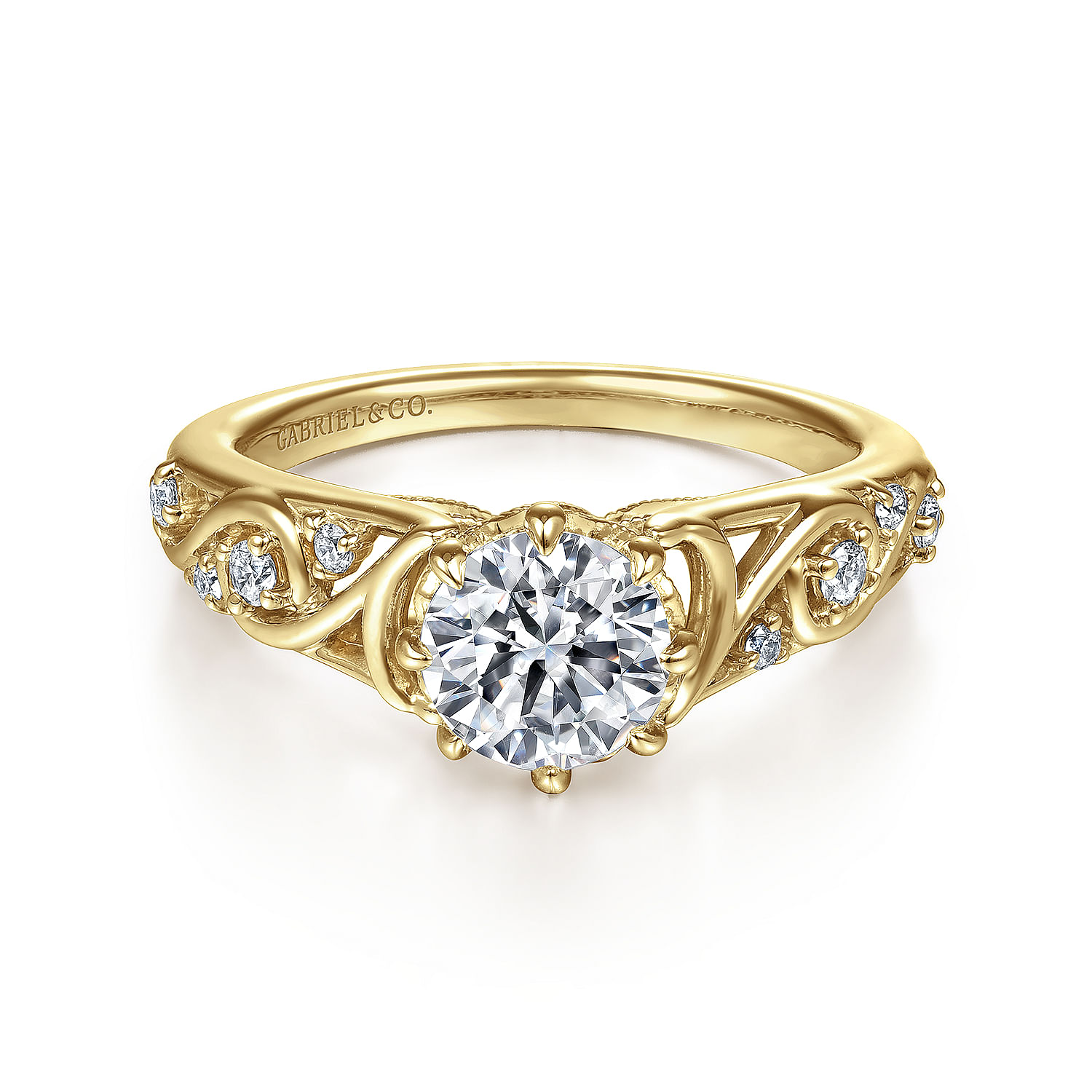 Bennett - 14K Yellow Gold Round Diamond Engagement Ring