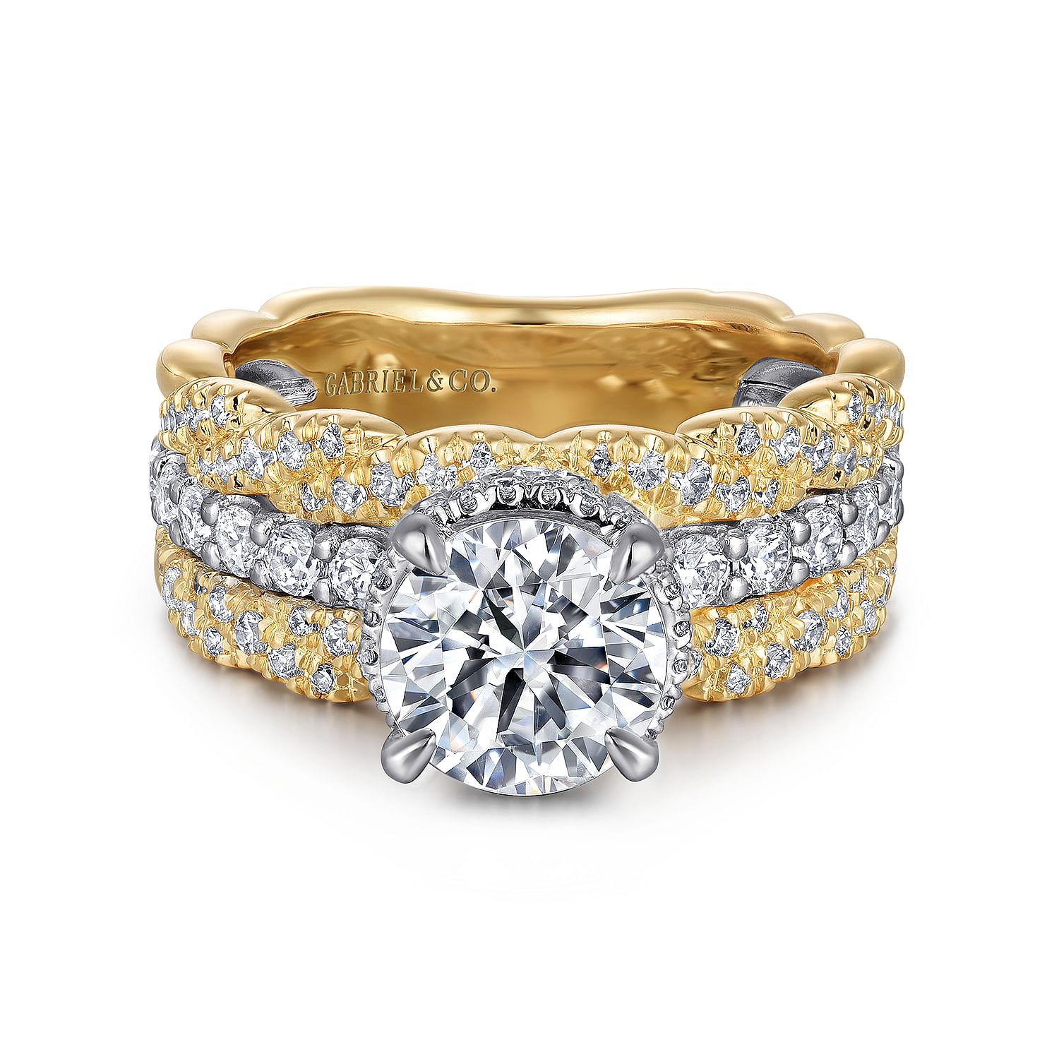 Berry - 14K White-Yellow Gold Round Diamond Engagement Ring