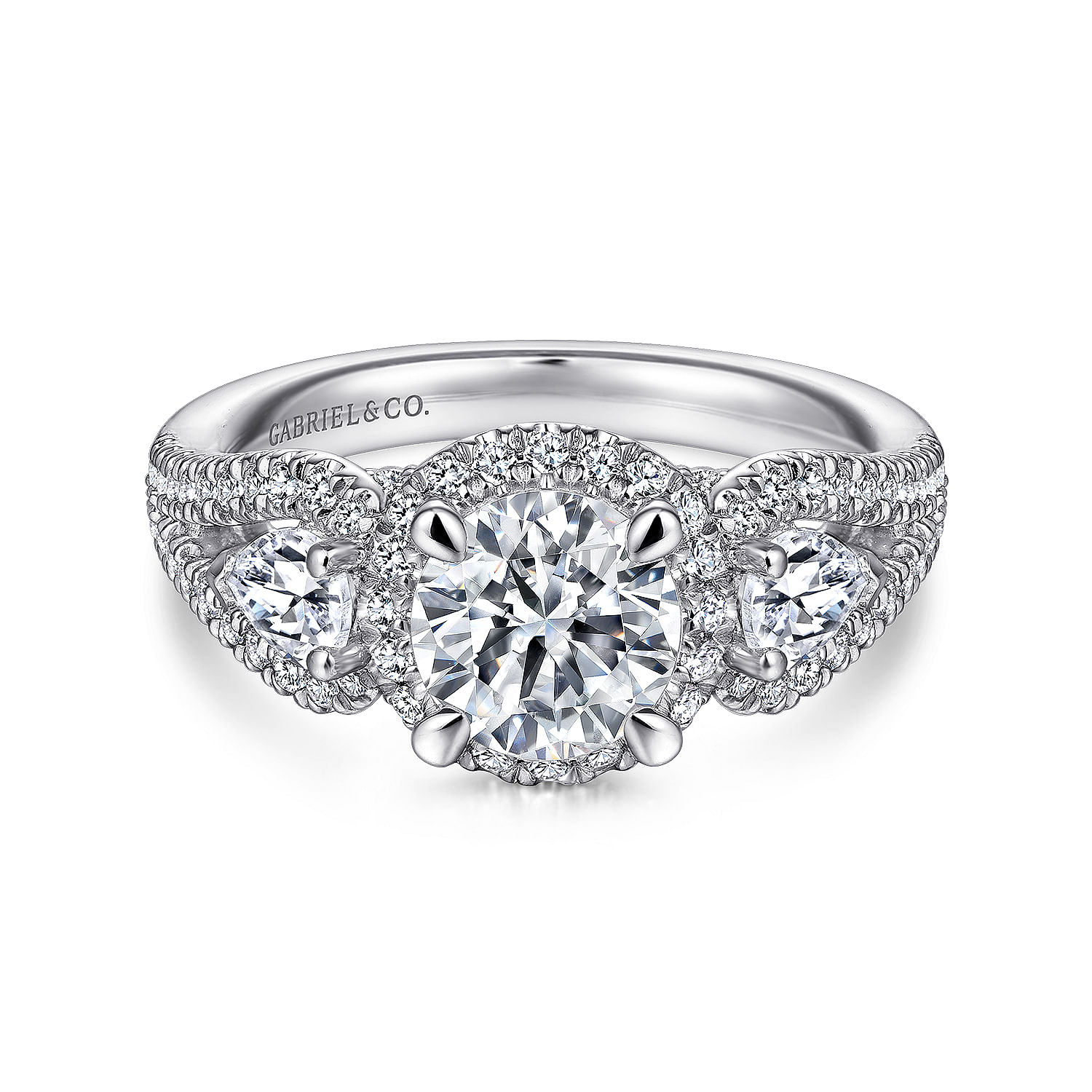 Bettina - 14K White Gold Round Halo Diamond Engagement Ring
