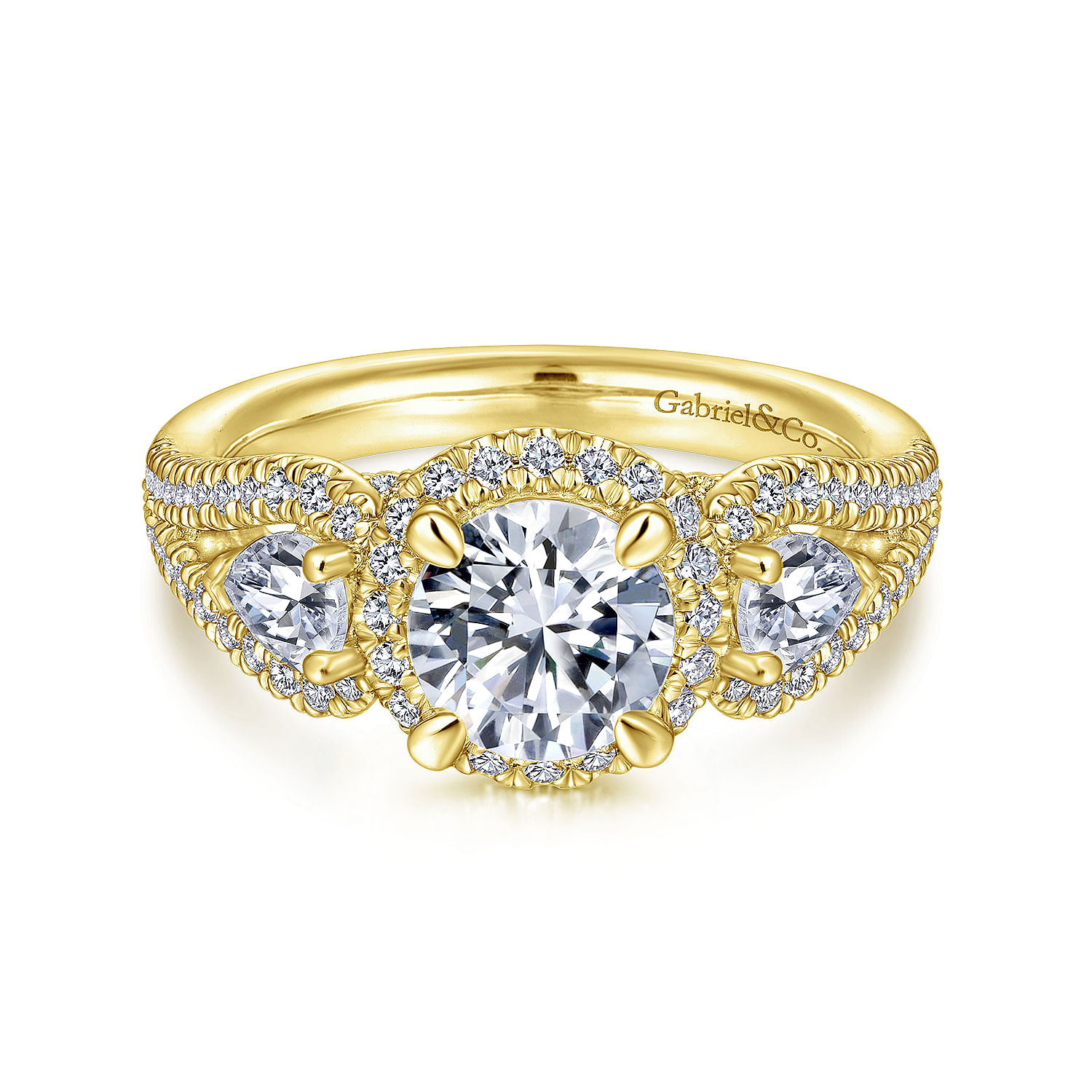 Bettina - 14K Yellow Gold Round Halo Diamond Engagement Ring
