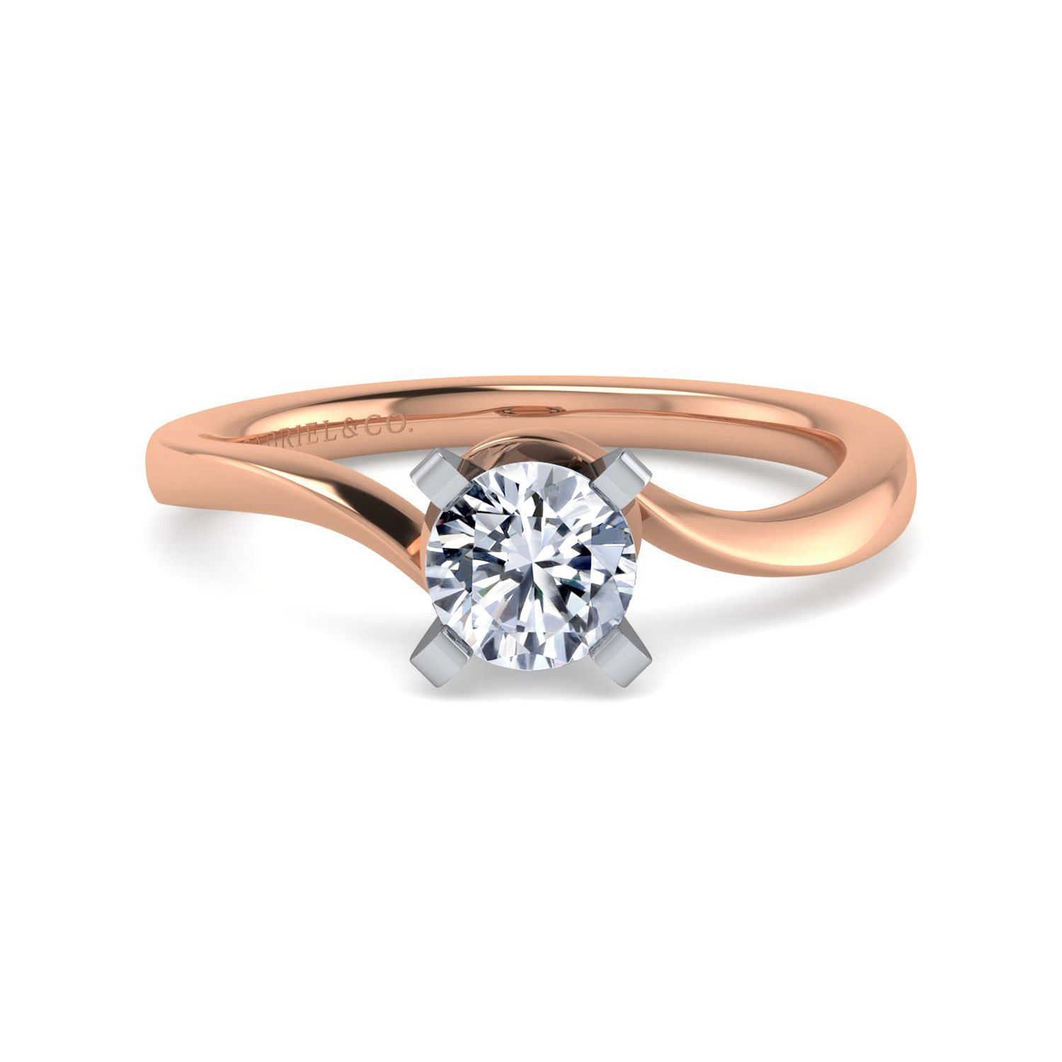 Blair - 14K White-Rose Gold Round Diamond Bypass Engagement Ring