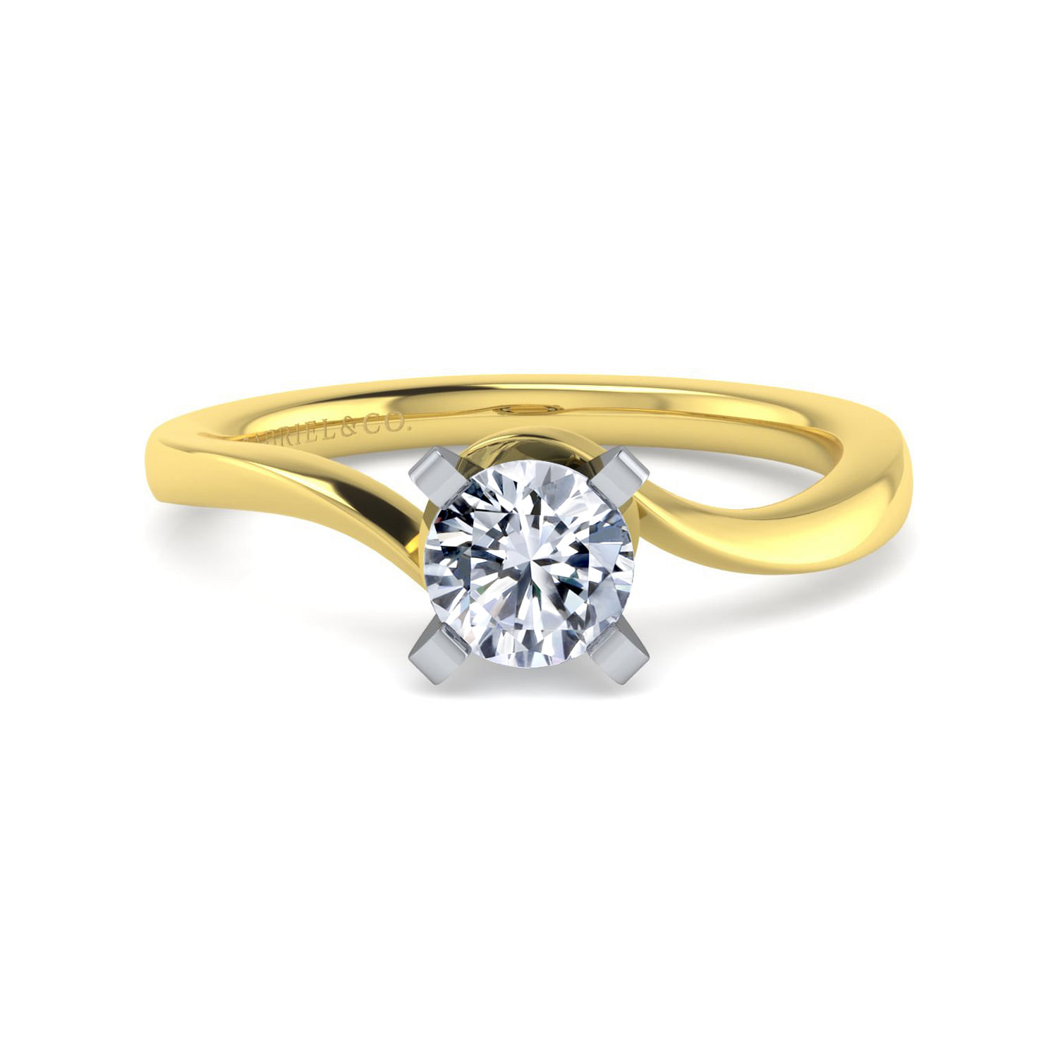 Blair - 14K White-Yellow Gold Round Diamond Engagement Ring