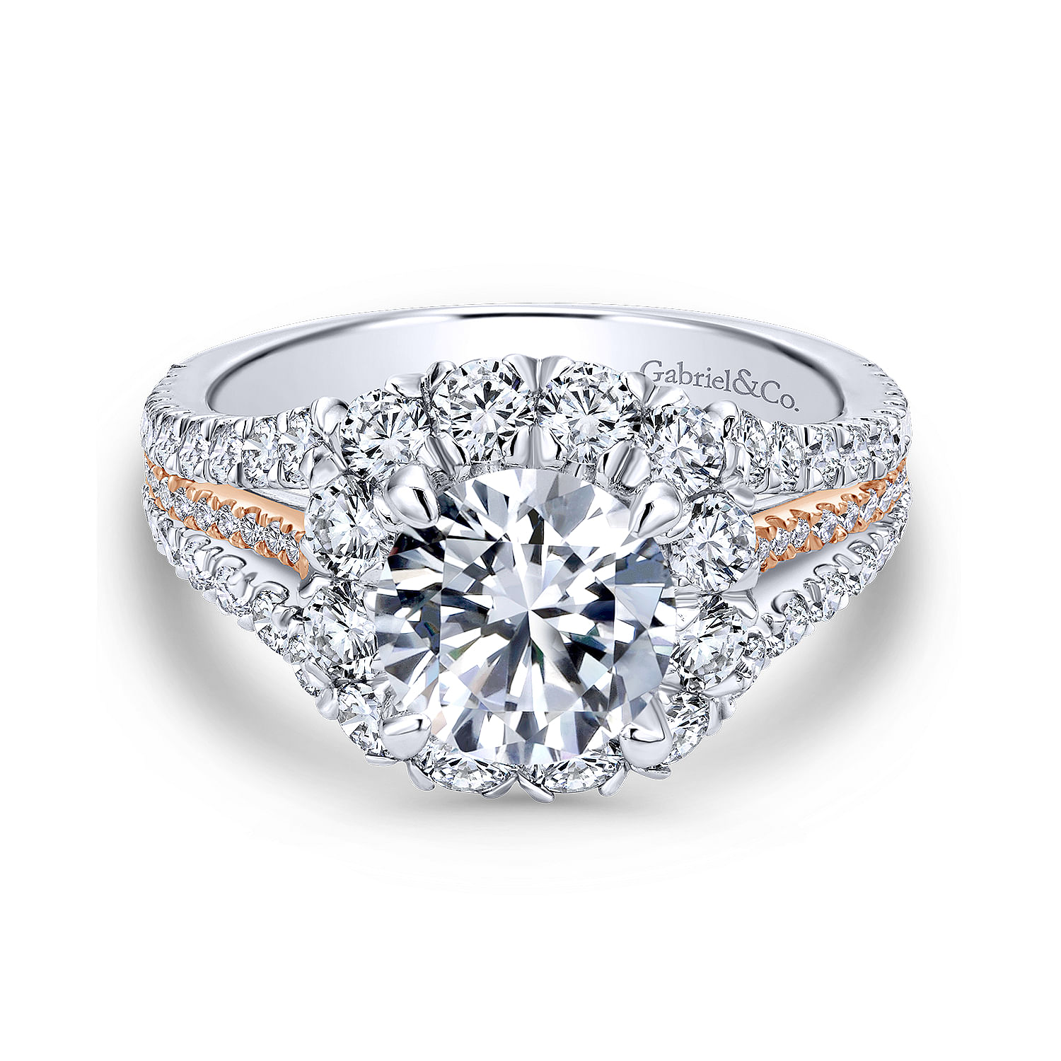 Bleecker - 14K White-Rose Gold Round Halo Diamond Engagement Ring