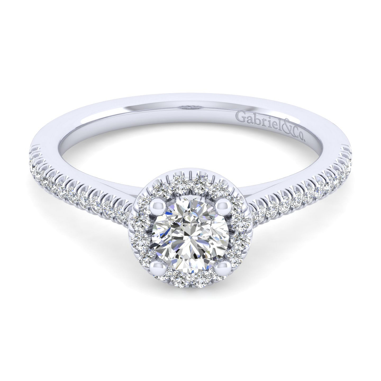 Blossom - 14K White Gold Round Halo Diamond Engagement Ring