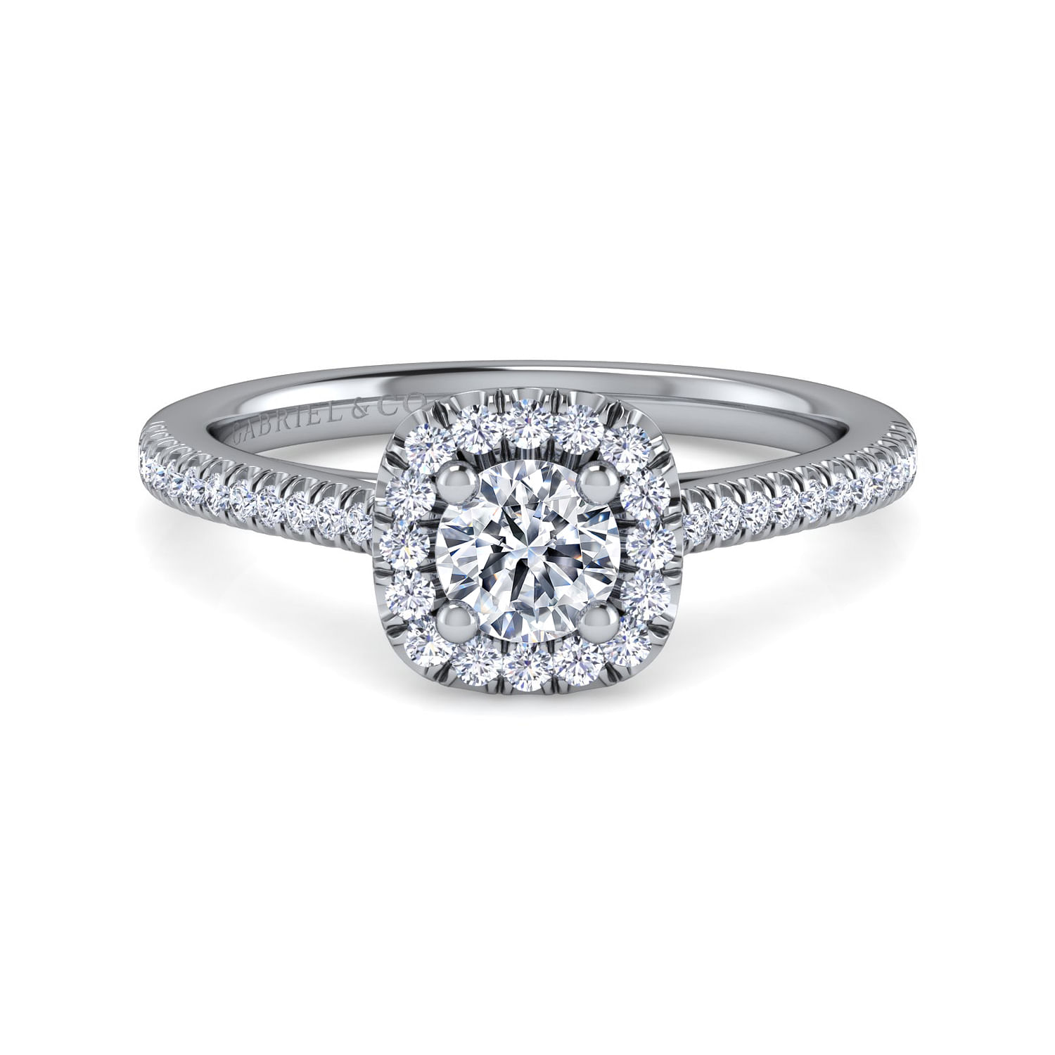 Blossom - 14K White Gold Round Halo Diamond Engagement Ring