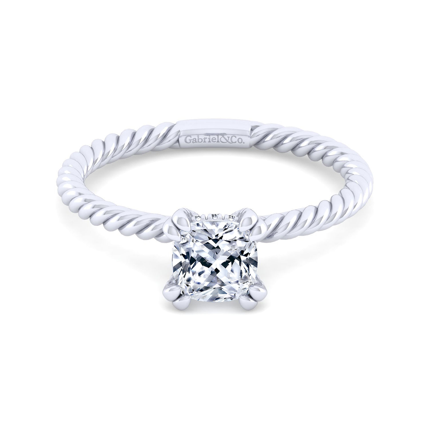 Bobbi - 14K White Gold Cushion Cut Diamond Engagement Ring
