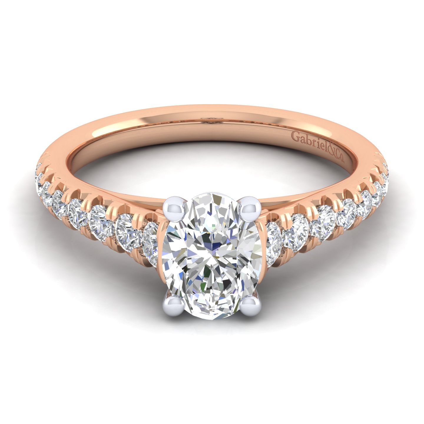 Bridget - 14K White-Rose Gold Oval Diamond Engagement Ring