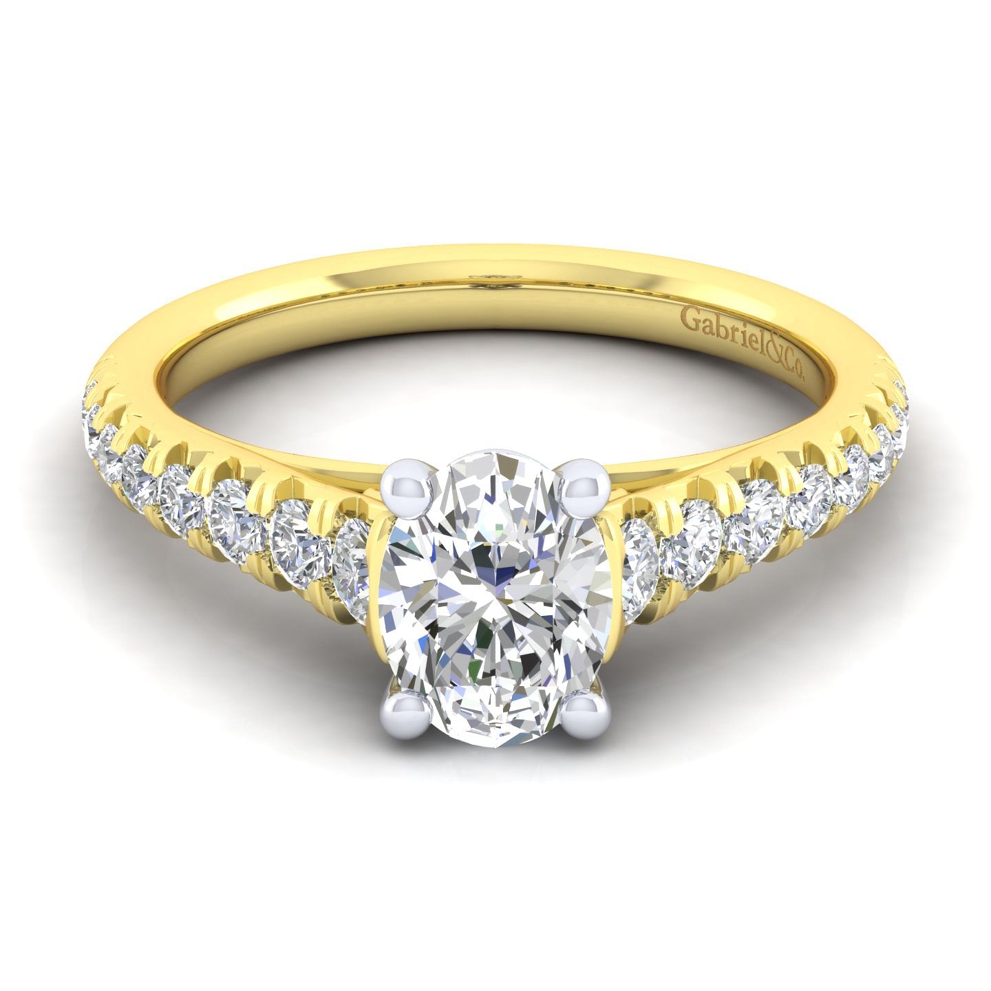 Bridget - 14K White-Yellow Gold Oval Diamond Engagement Ring