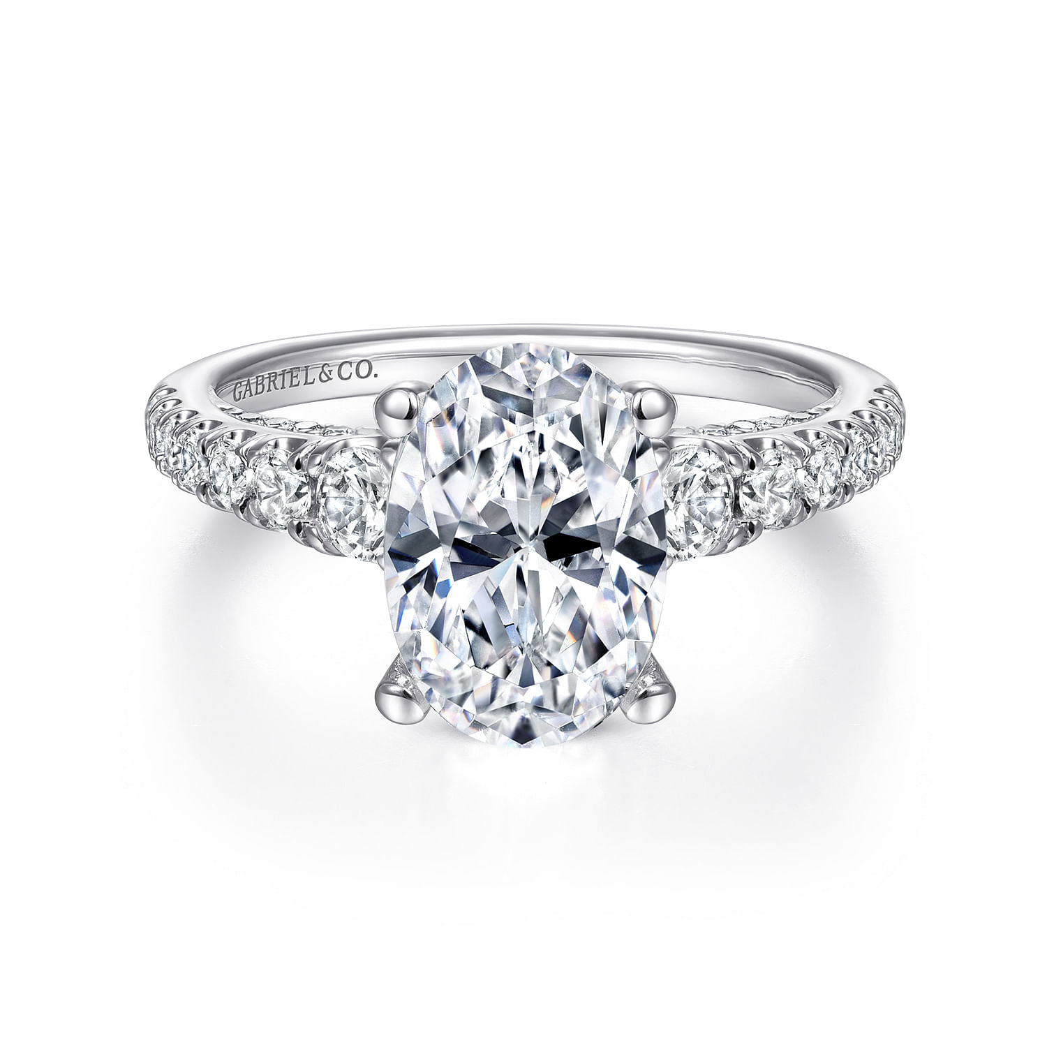 Brier - 14K White Gold Oval Diamond Engagement Ring