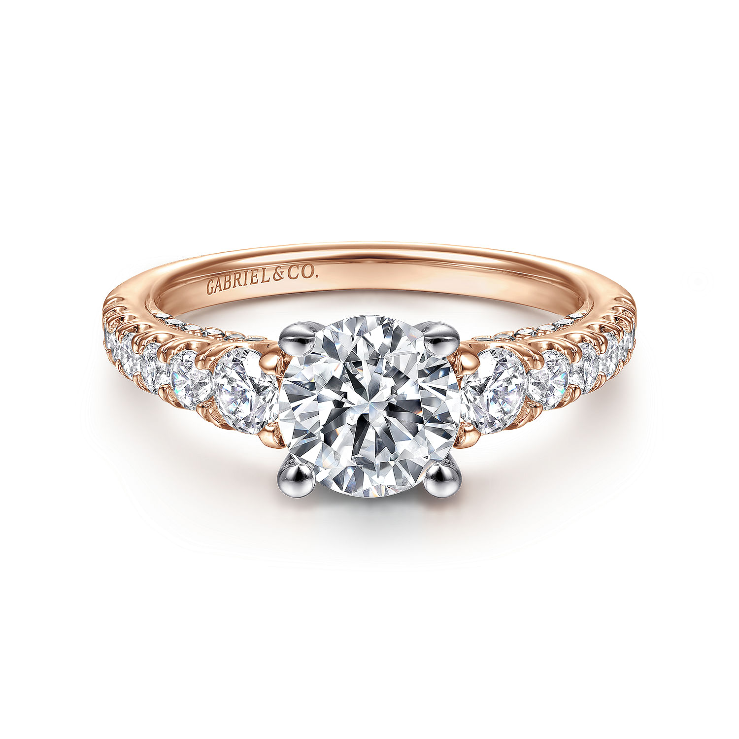 Brier - 14K White-Rose Gold Round Diamond Engagement Ring