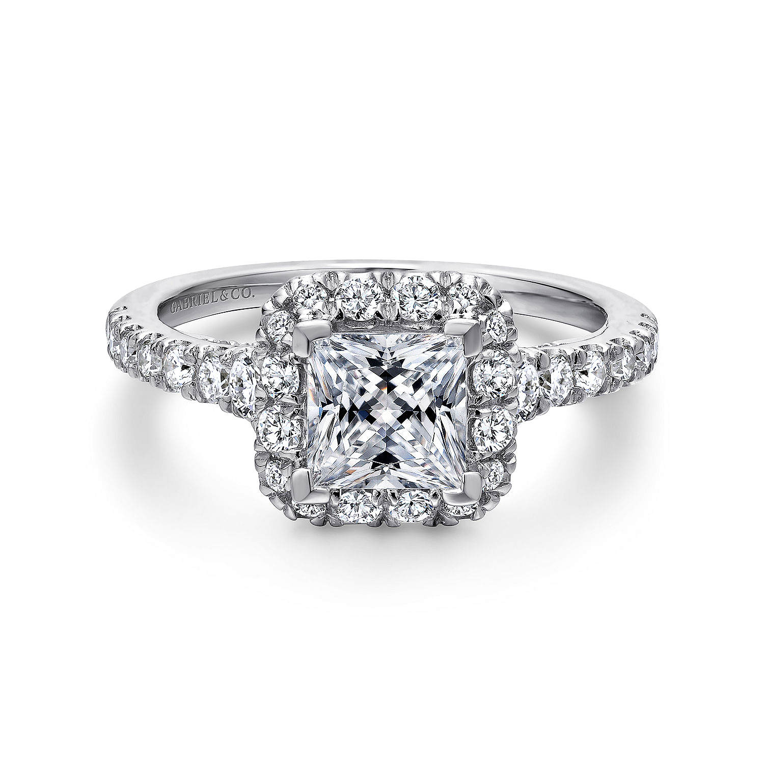 Cadence - 14K White Gold Princess Halo Diamond Engagement Ring