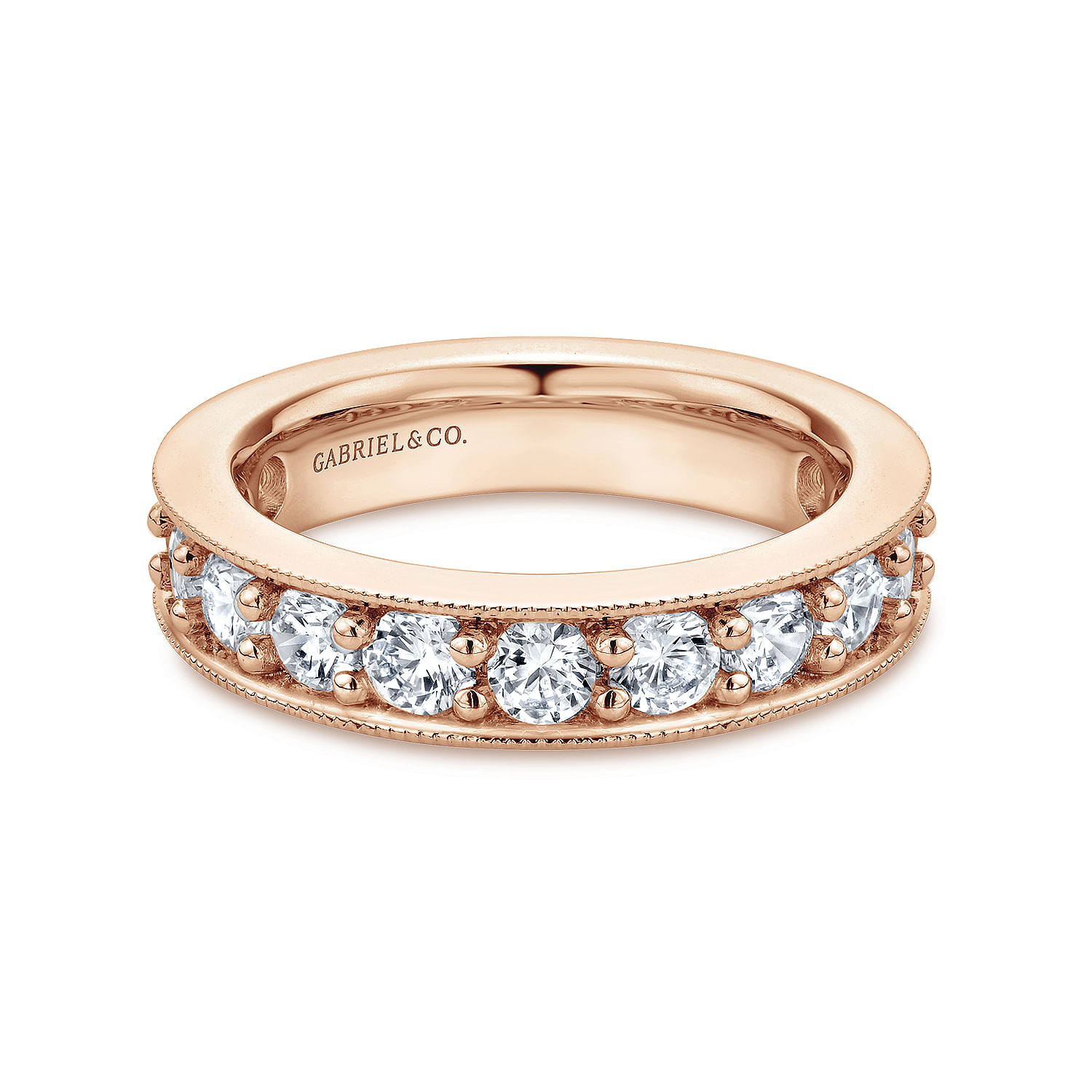 Calabria - 14k Rose Gold Channel Prong Set Eternity Band