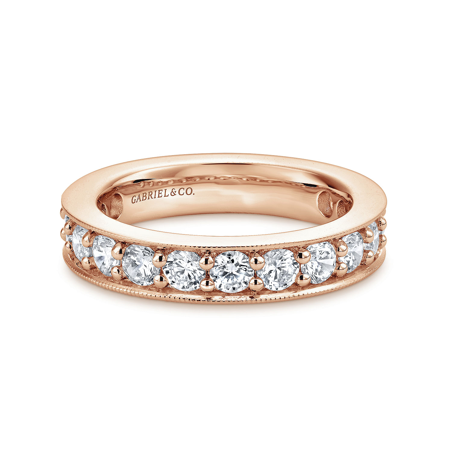 Calabria - 14k Rose Gold Channel Prong Set Eternity Band