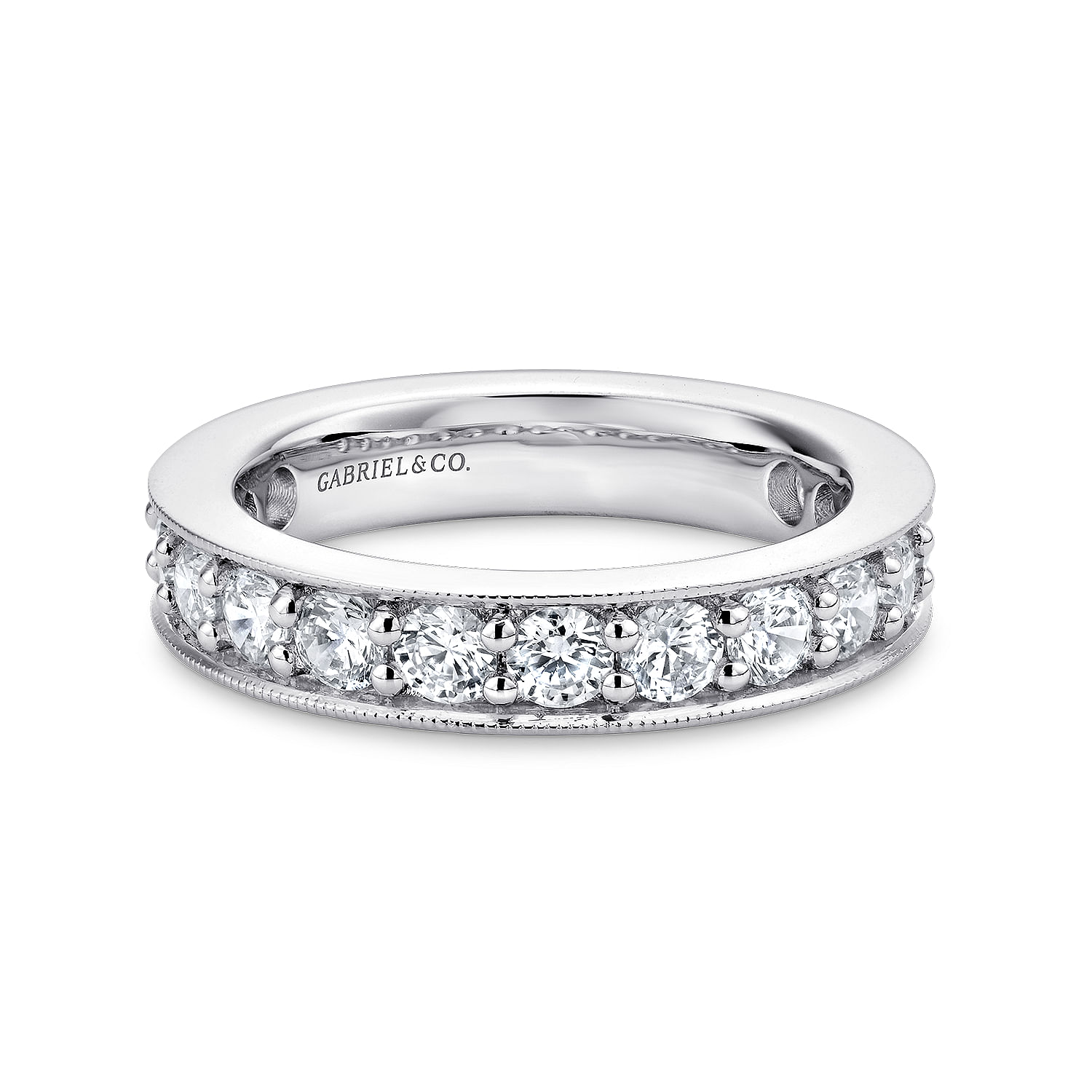 Calabria - 14k White Gold Channel Prong Set Eternity Band