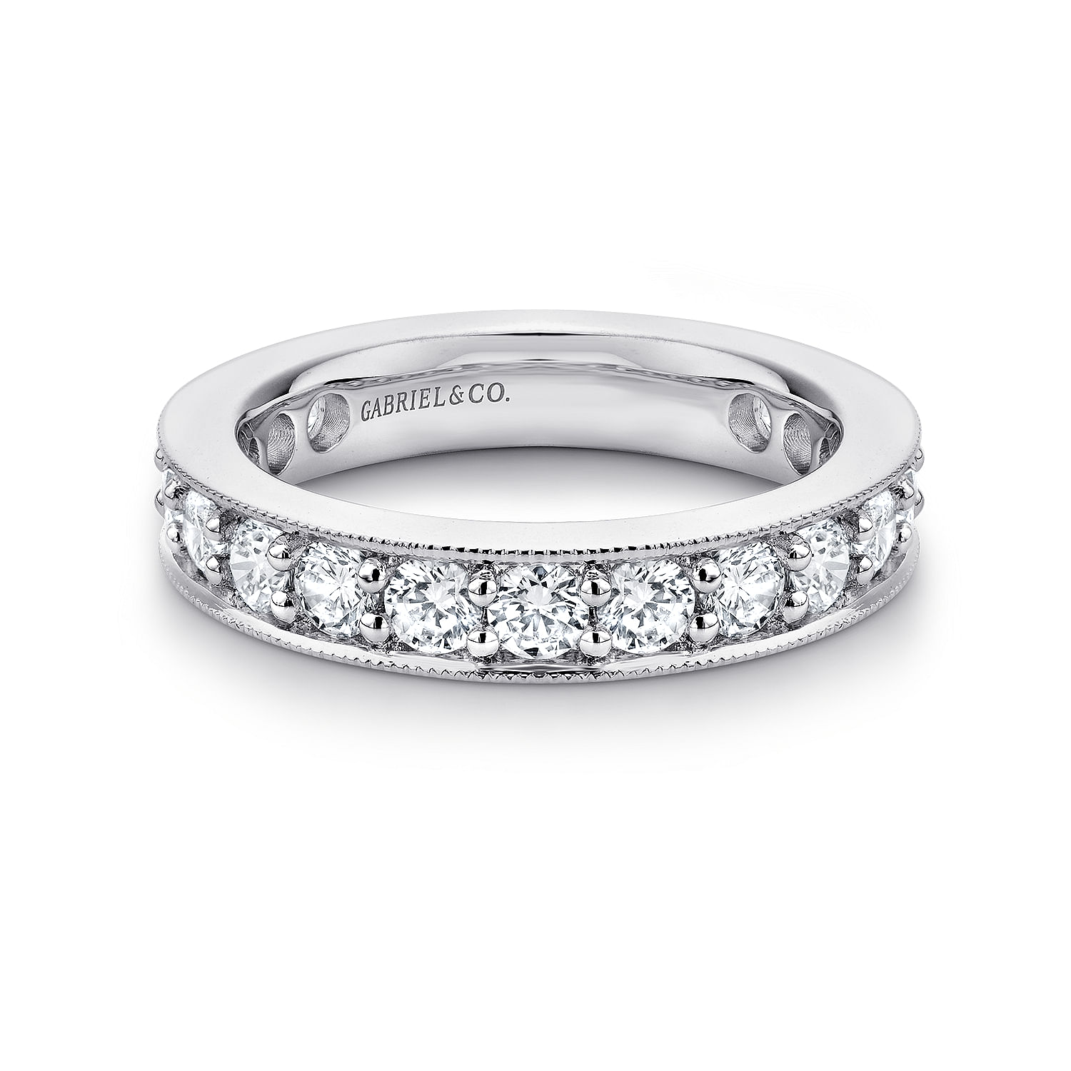 Calabria - 14k White Gold Channel Prong Set Eternity Band
