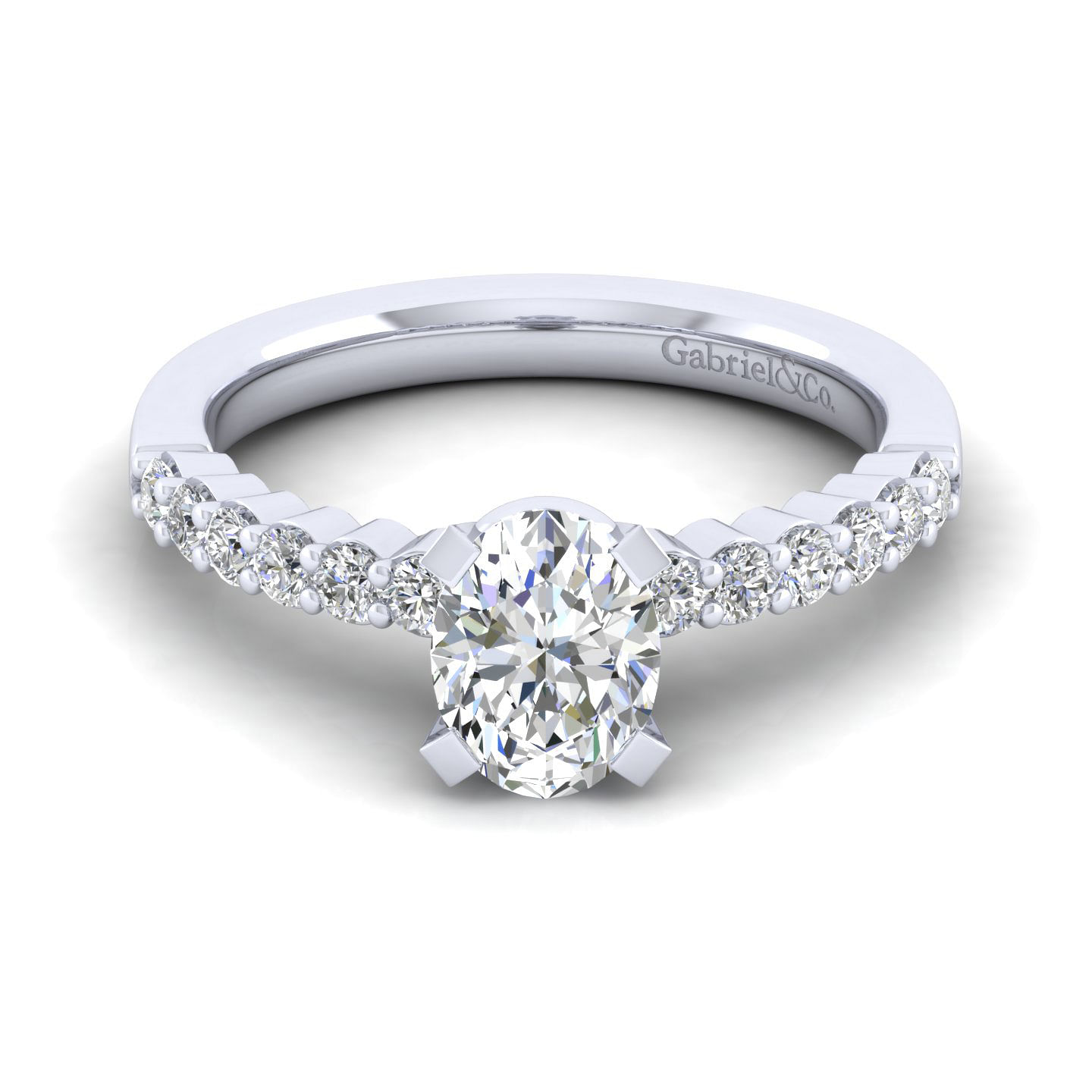Caleigh - 14K White Gold Oval Diamond Engagement Ring