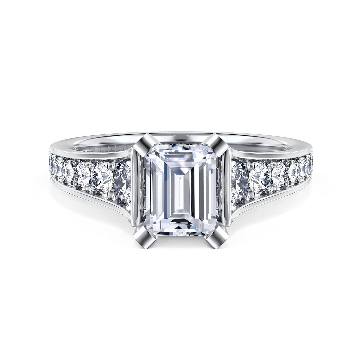 Cameron - 14K White Gold Emerald Cut Diamond Engagement Ring