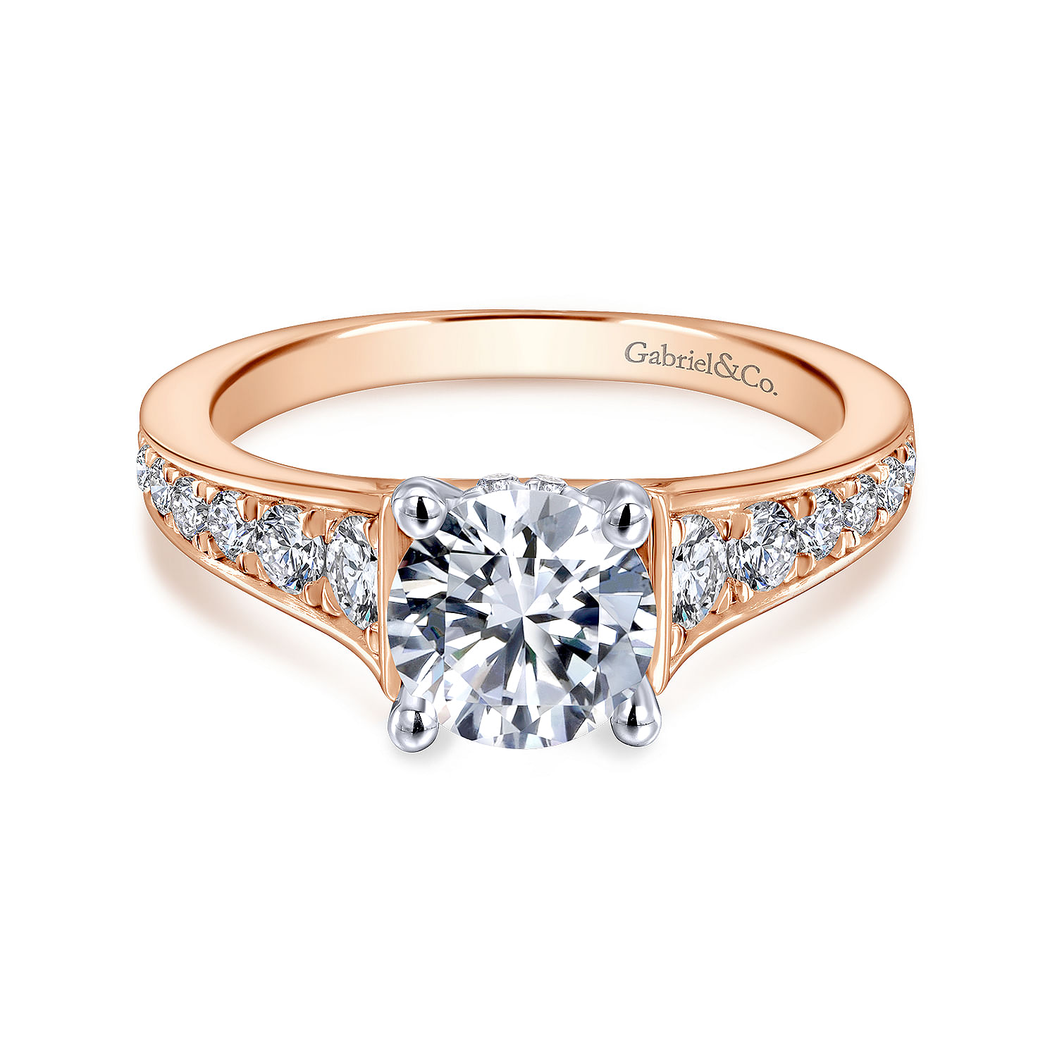 Cameron - 14K White-Rose Gold Round Diamond Engagement Ring
